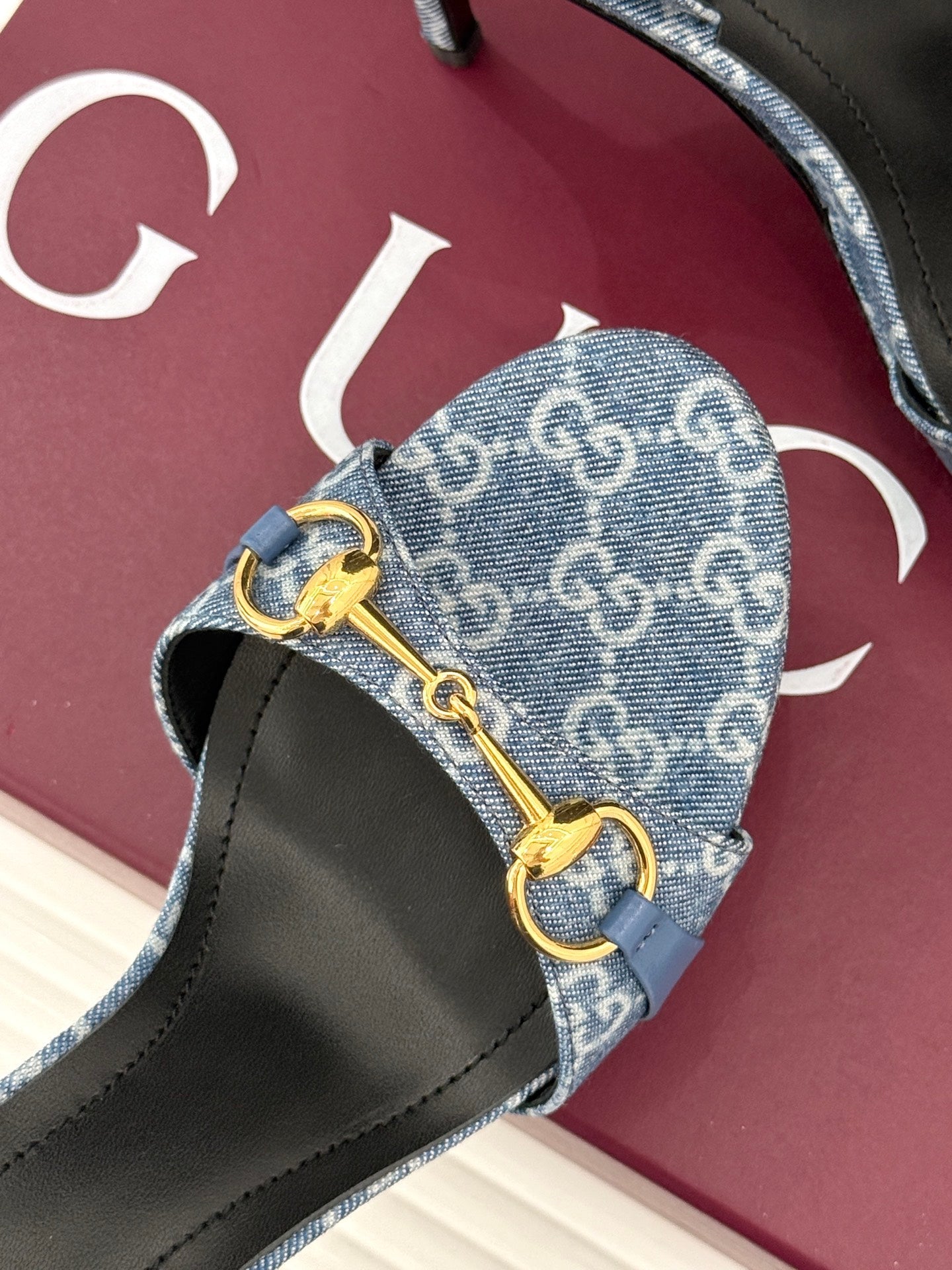 GG 26s Donna Platform Sandal 12cm Blue Canvas 991725