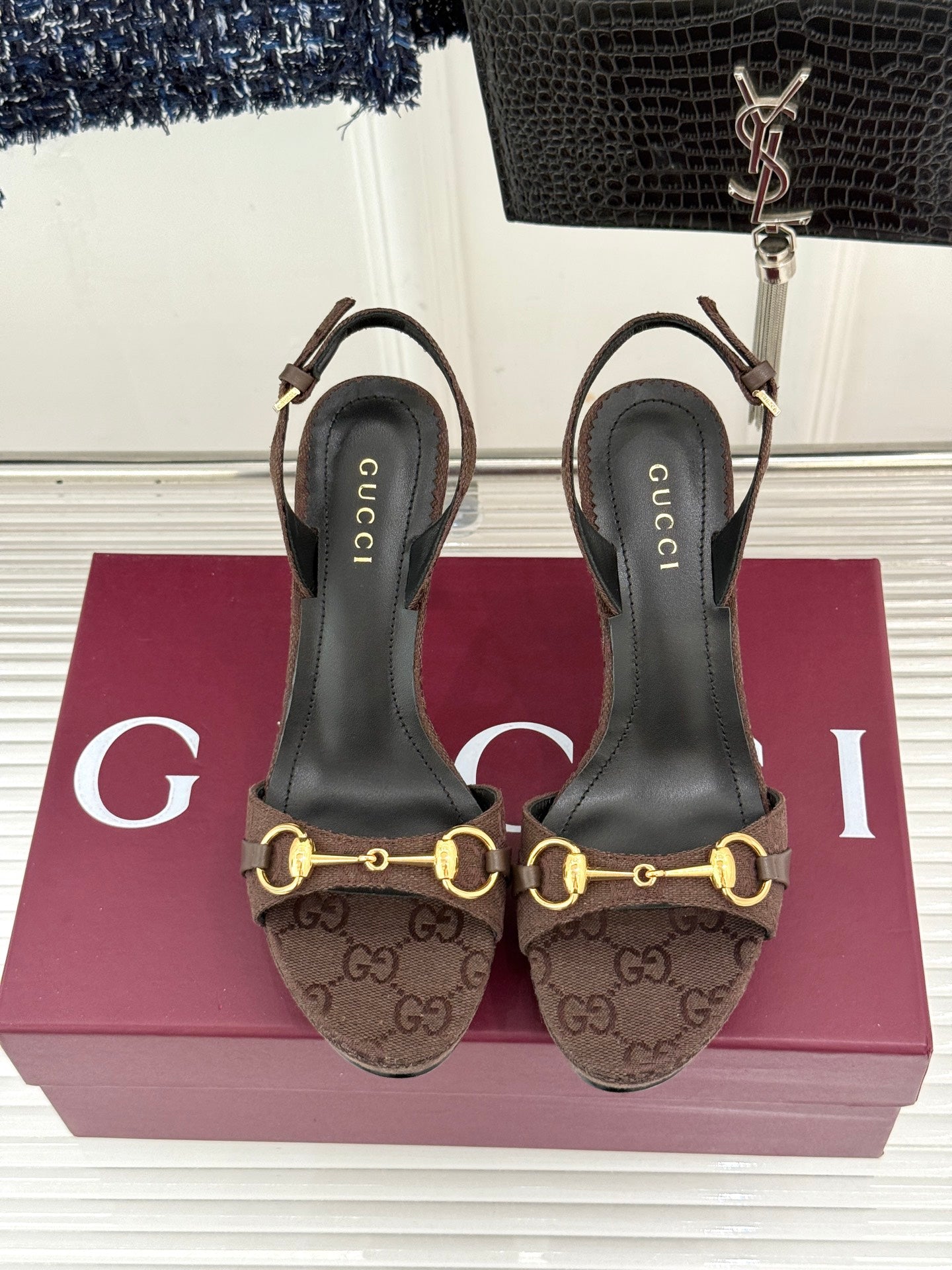 GG 26s Donna Platform Sandal 12cm Coffee Canvas 991726