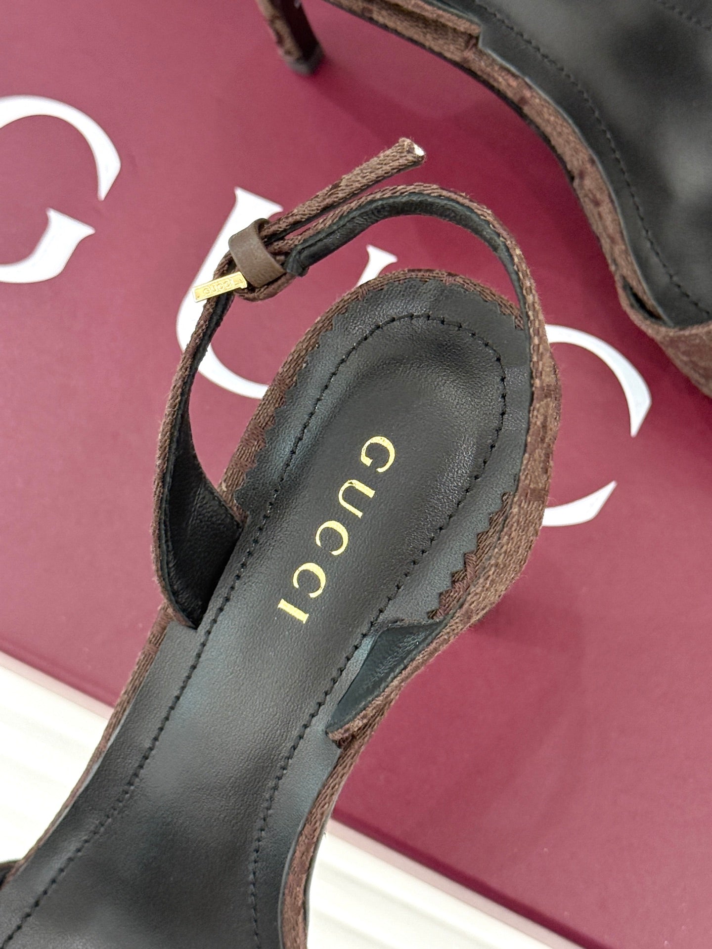 GG 26s Donna Platform Sandal 12cm Coffee Canvas 991726