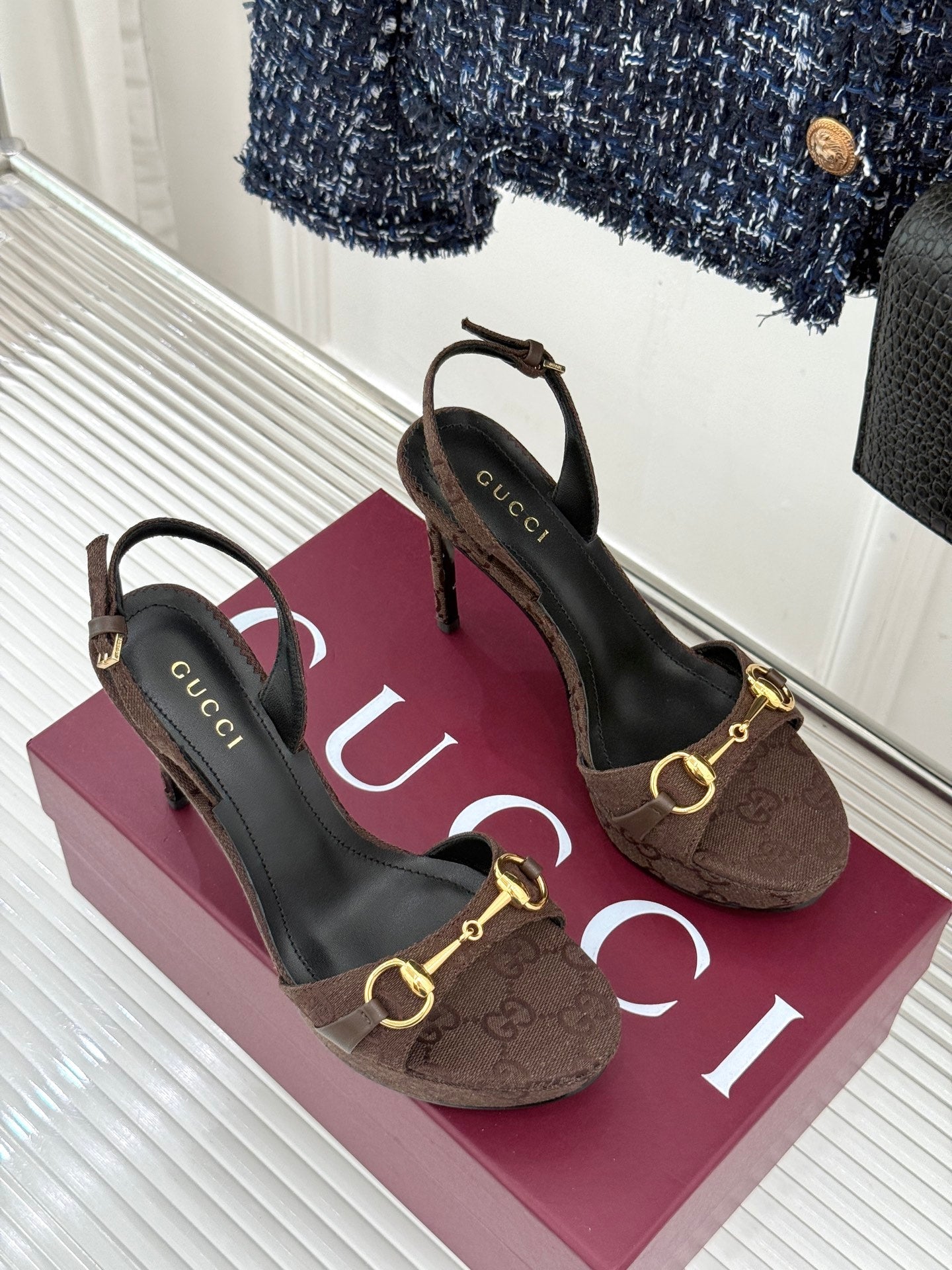 GG 26s Donna Platform Sandal 12cm Coffee Canvas 991726