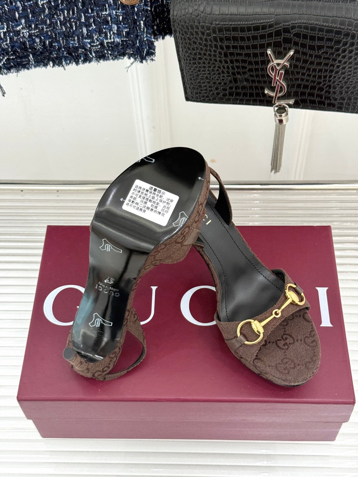 GG 26s Donna Platform Sandal 12cm Coffee Canvas 991726