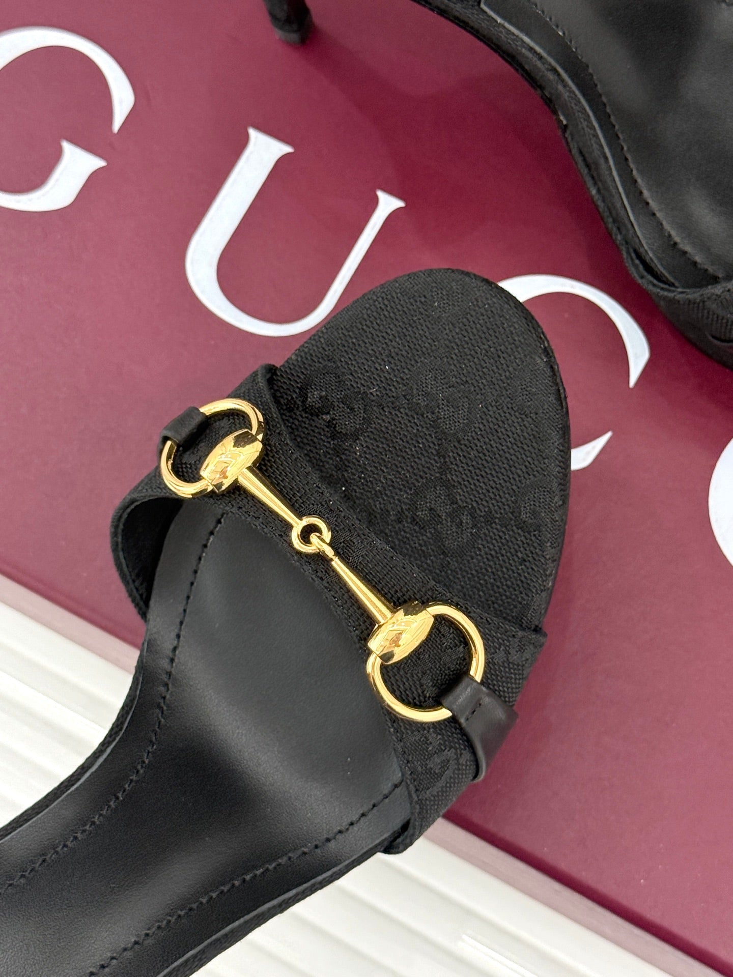 GG 26s Donna Platform Sandal 12cm Black Canvas 991727
