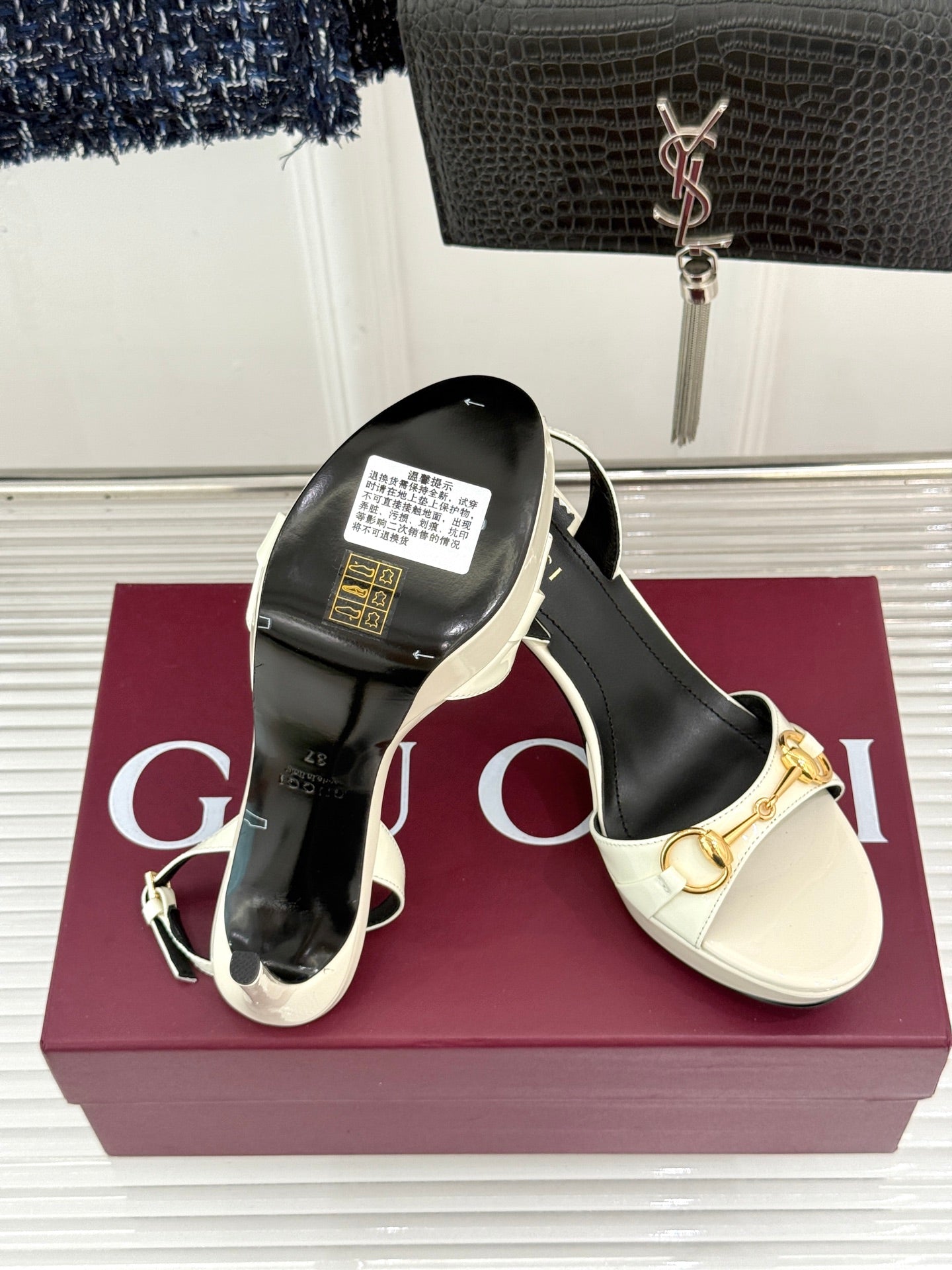 GG 26s Donna Platform Sandal 12cm White Patent Leather 991729