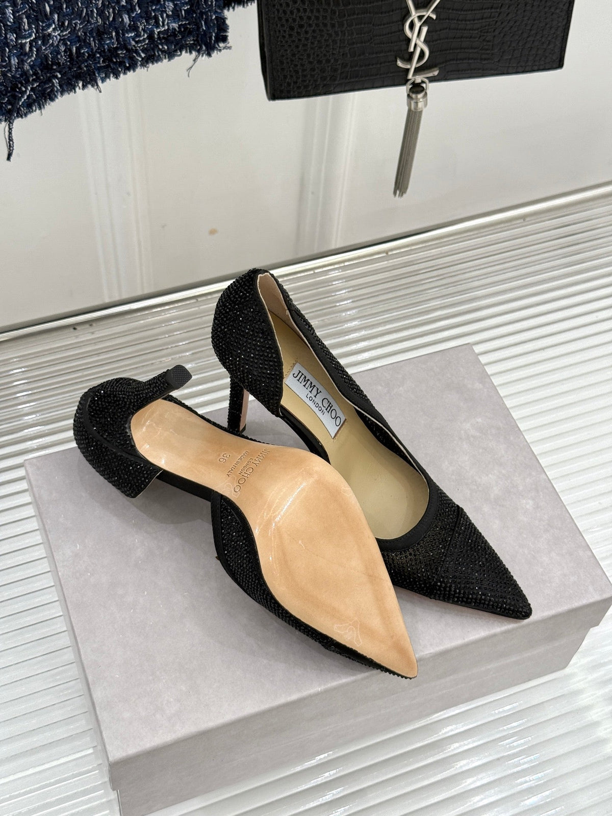 JC 26s Brigitte Pumps 10cm Mesh Tiny Crystals 174510
