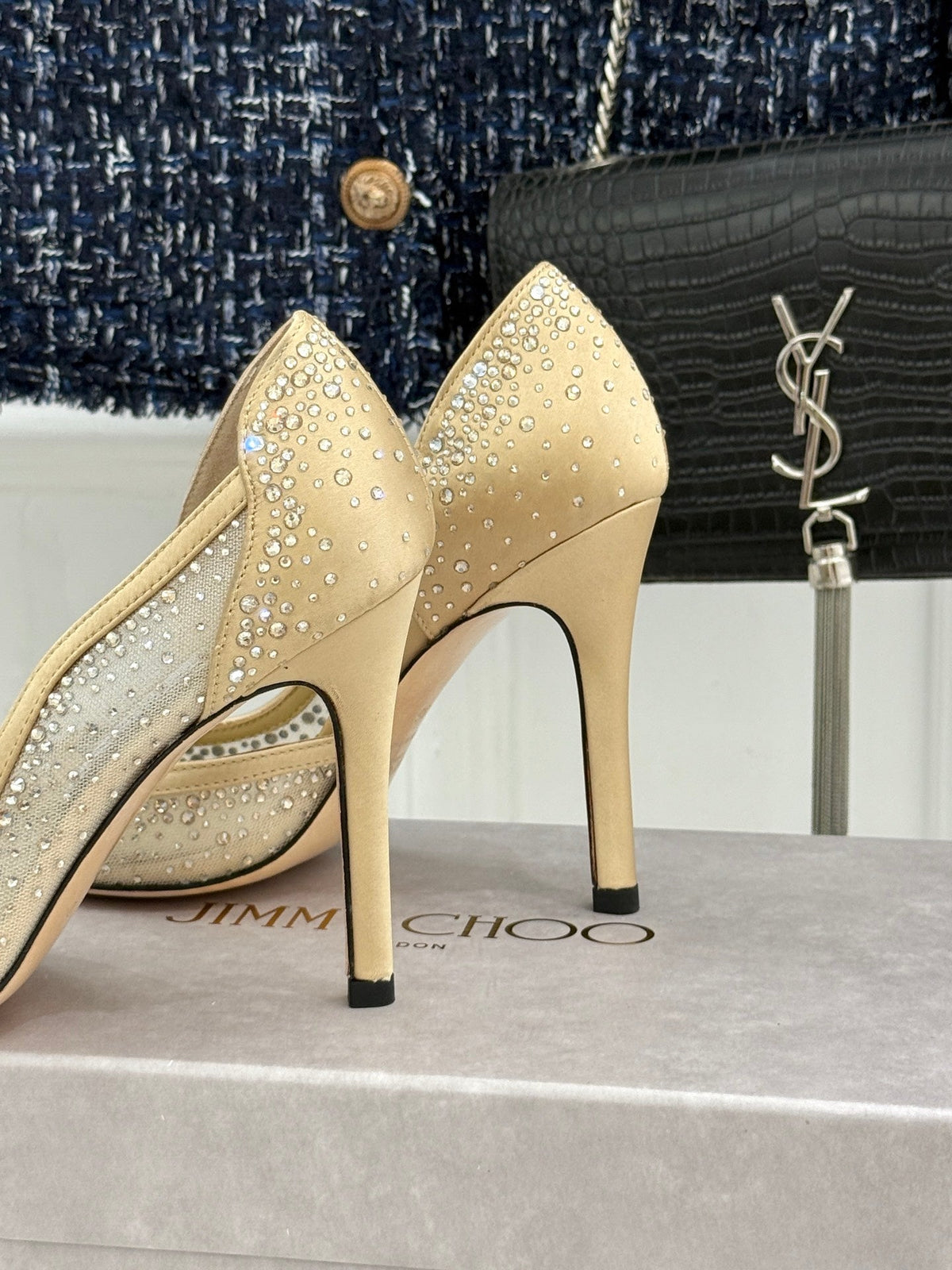 JC 26s Brigitte Pumps 10cm Mesh Satin 174518