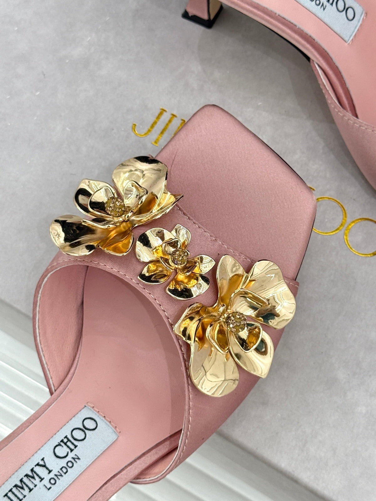 JC 26s Zea Flower Mules 7cm Satin 174546