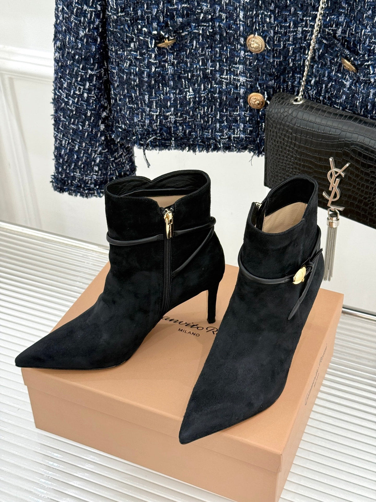 GR 26s Jungle Mamba Booties 8cm Black Suede 175079