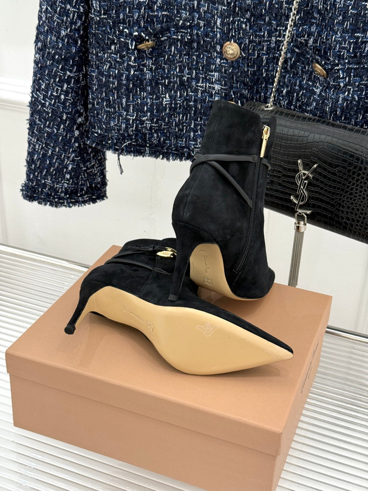 GR 26s Jungle Mamba Booties 8cm Black Suede 175079