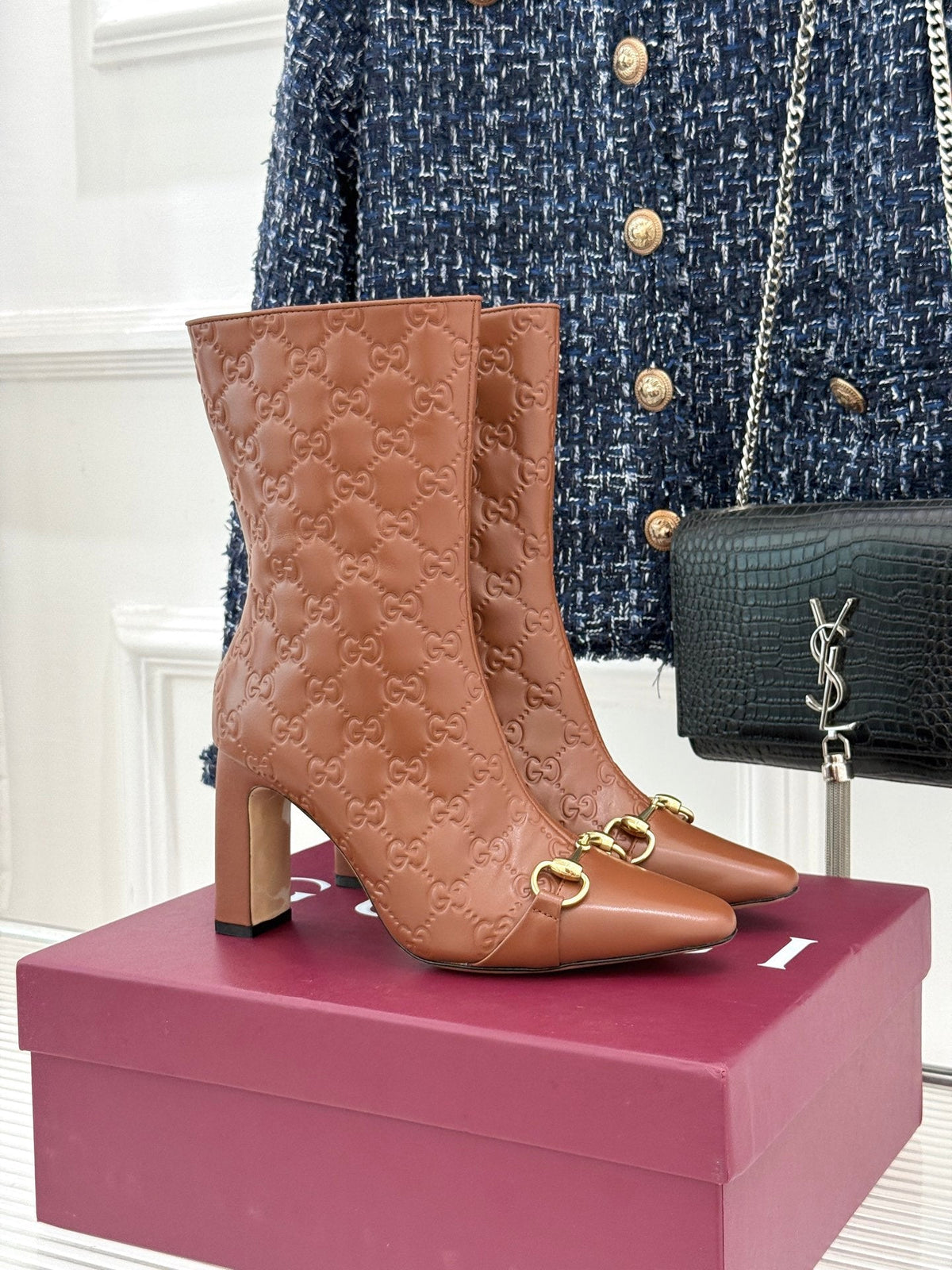 GG 26s Horsebit Ankle Boots 7.5cm Leather 174664
