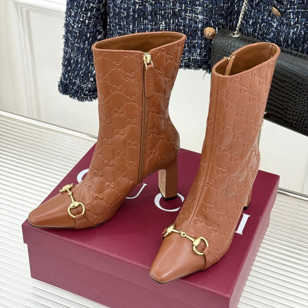 GG 26s Horsebit Ankle Boots 7.5cm Leather 174664