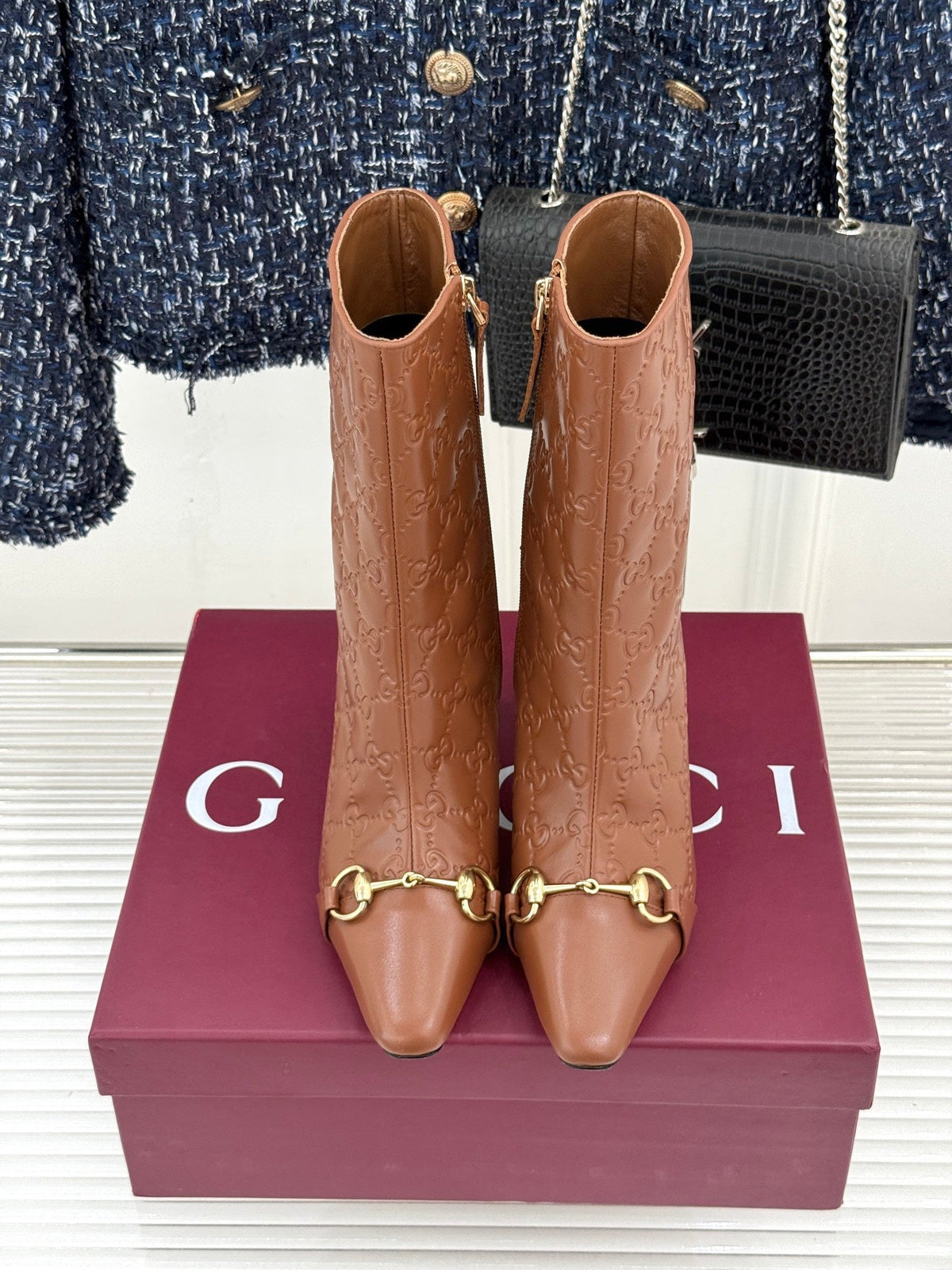 GG 26s Horsebit Ankle Boots 7.5cm Leather 174664