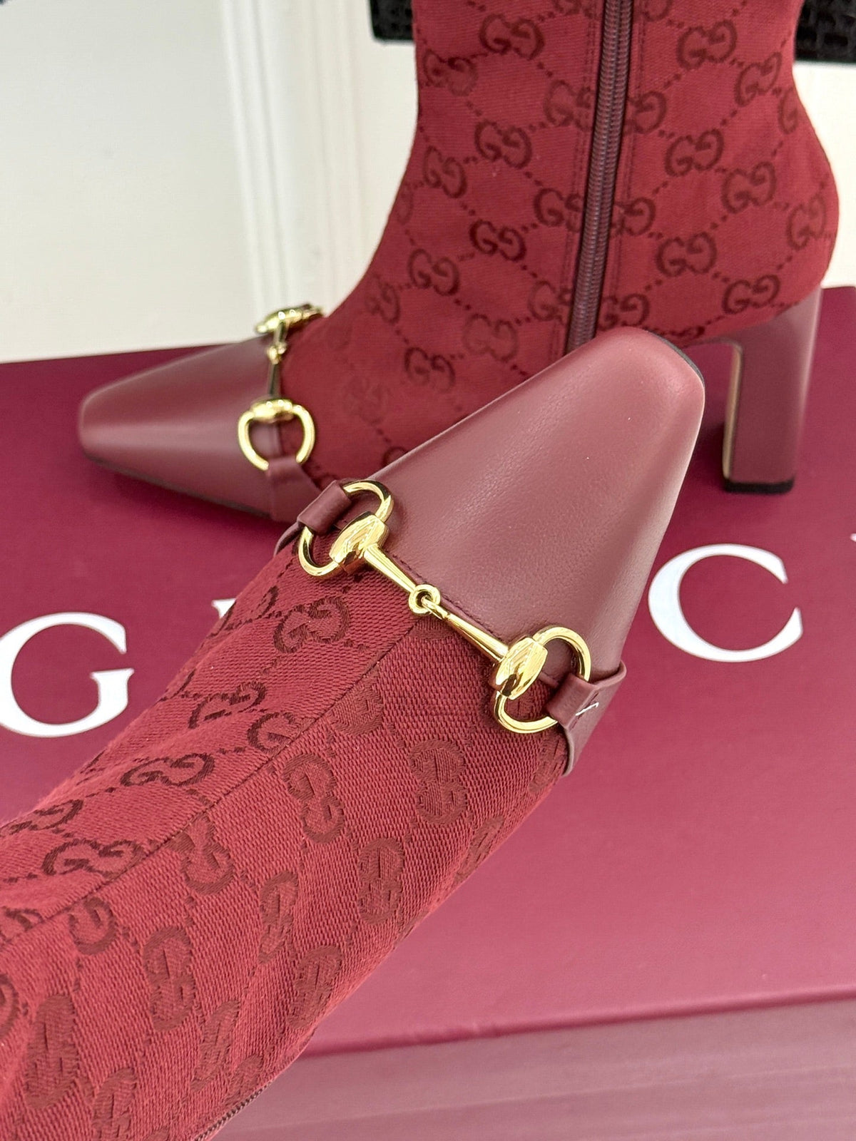 GG 26s Horsebit Ankle Boots 7.5cm Canvas 174667