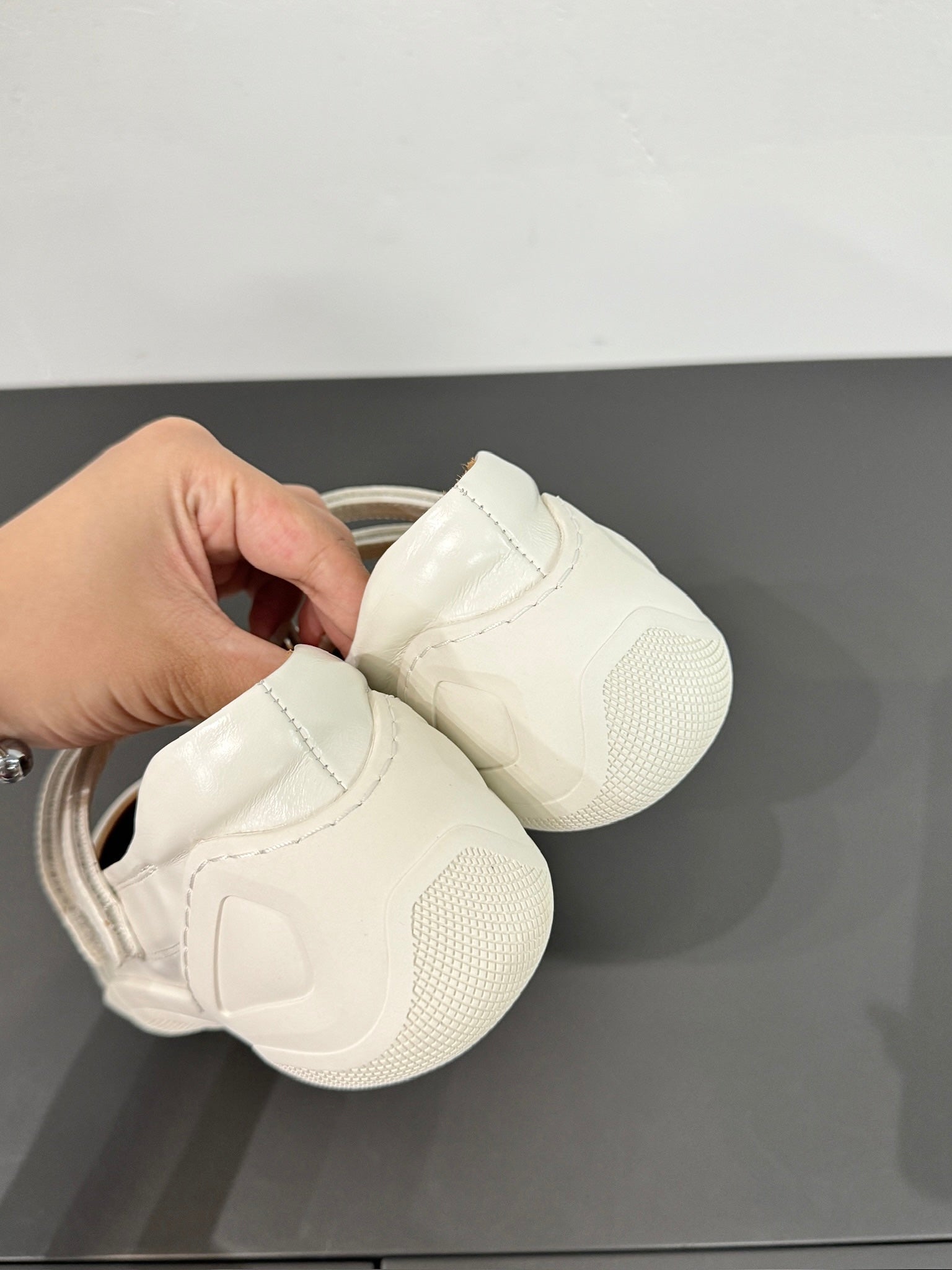 LP Double-Strap Mary Jane Flats In White Lambskin