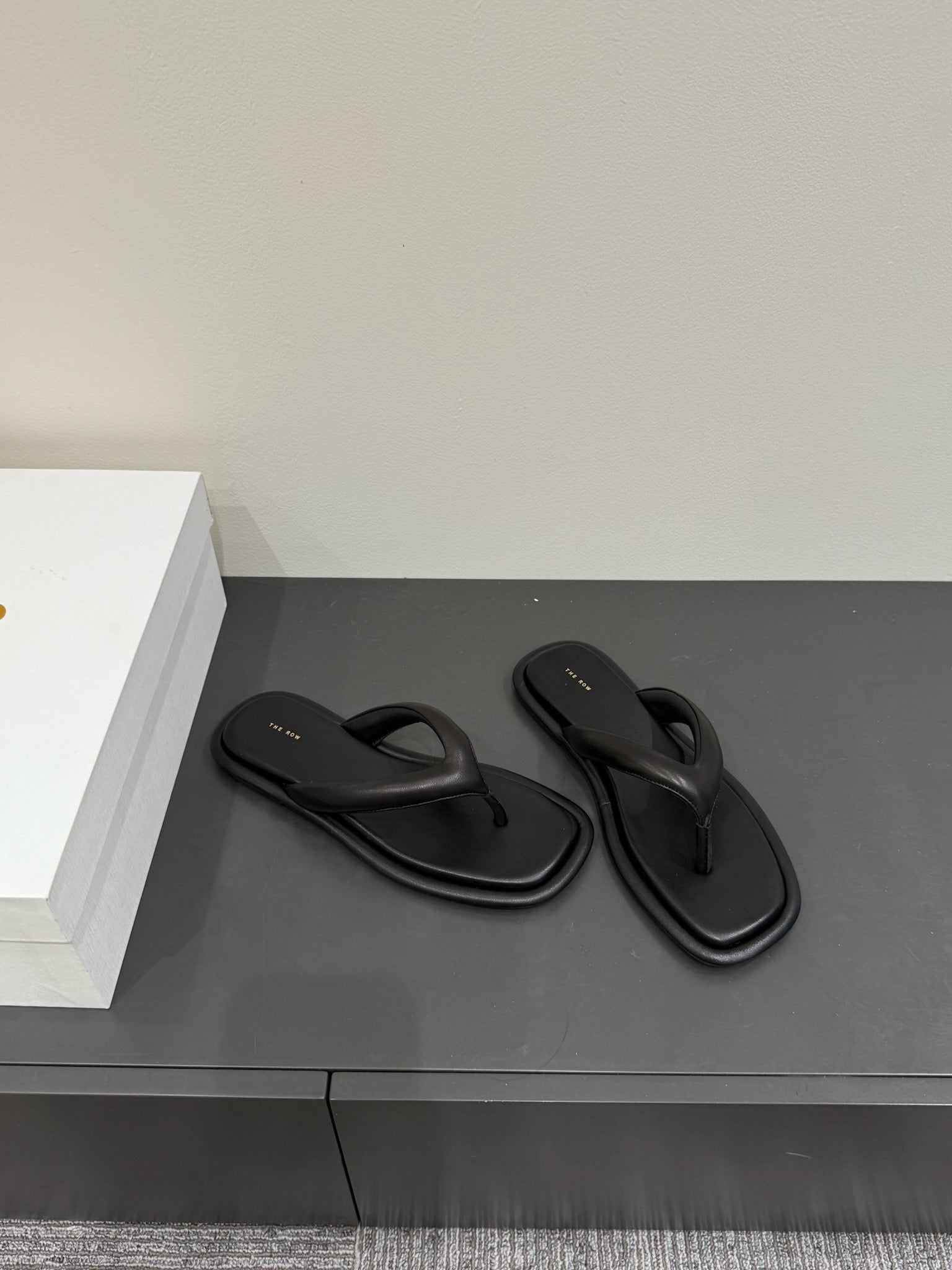 The Row Thong Sandal Black Sheepskin 337477