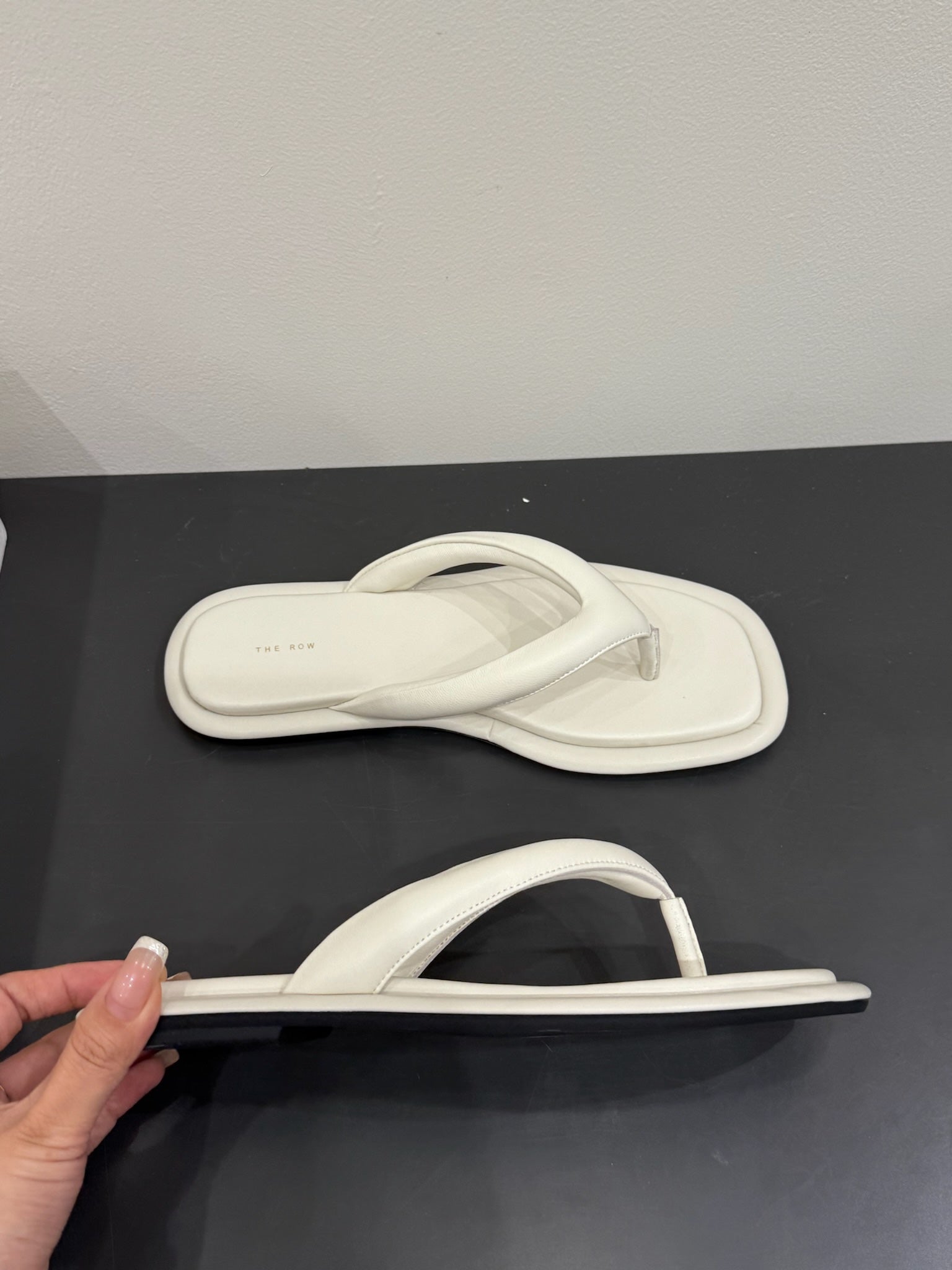 The Row Thong Sandal White Sheepskin 337479