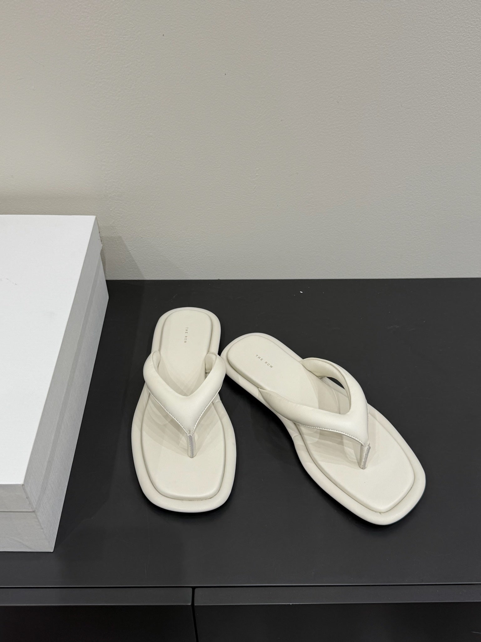 The Row Thong Sandal White Sheepskin 337479