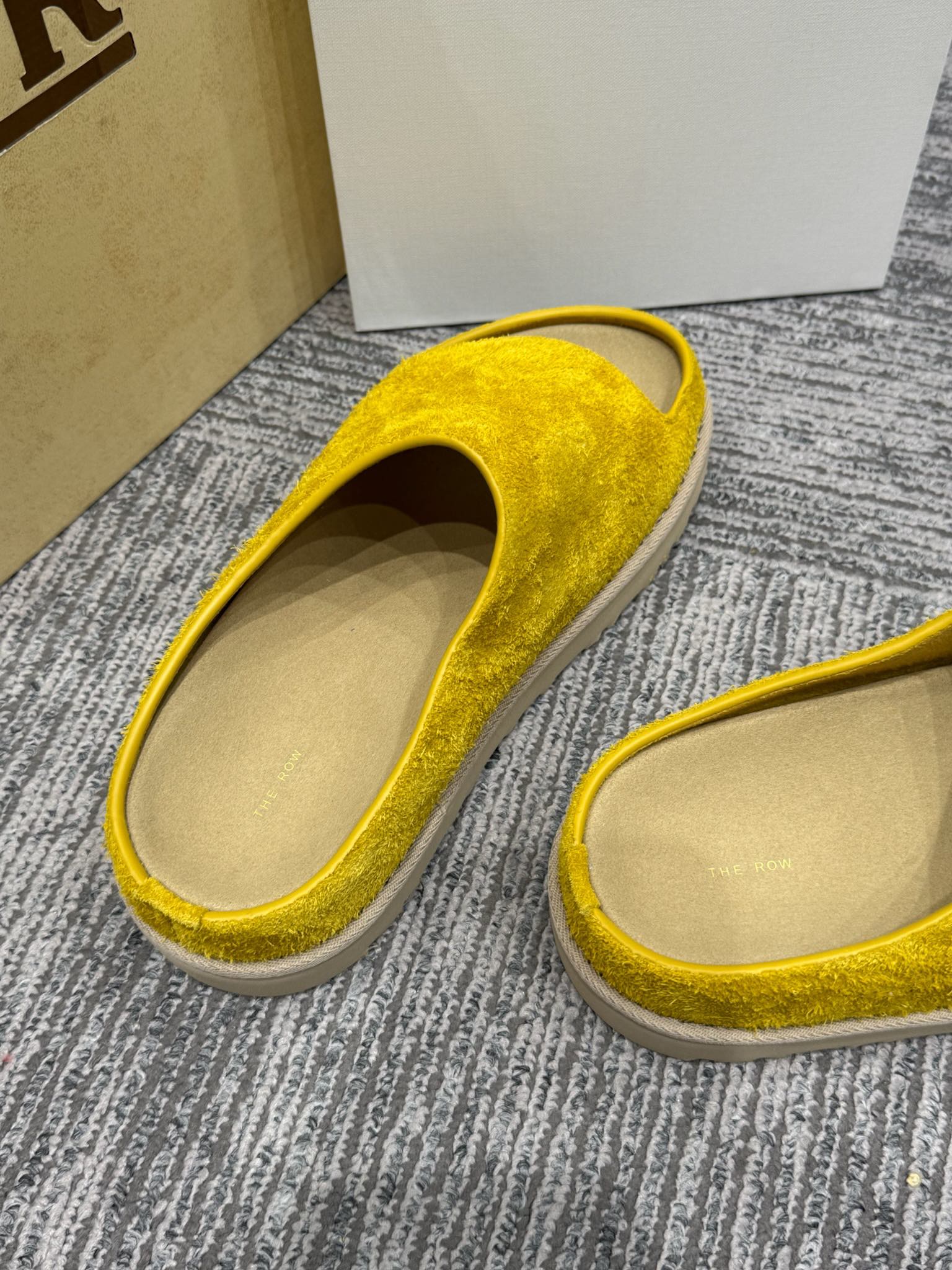 The Row Slide Sandals Yellow Cow Suede 337472