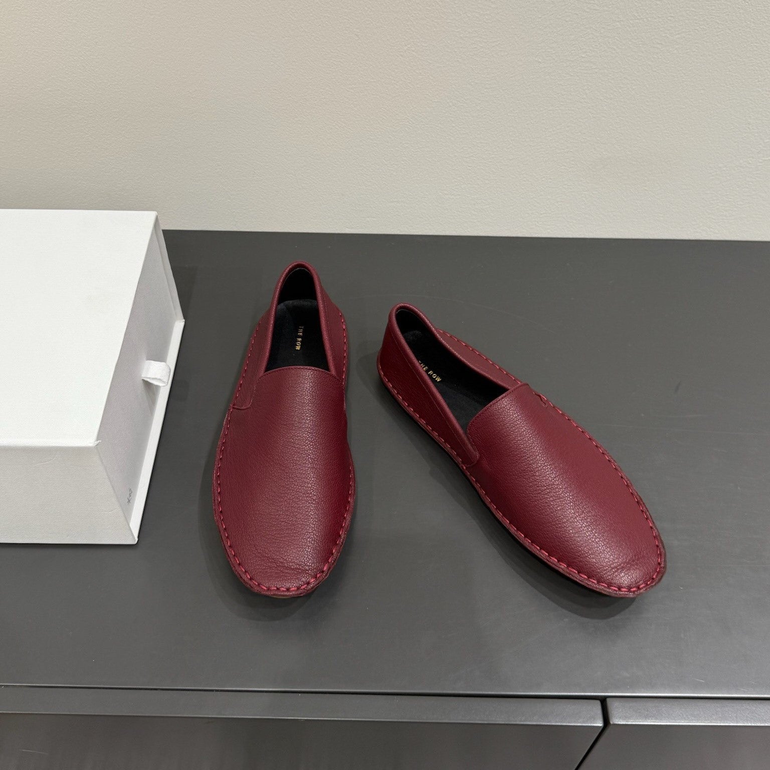 The Row Vasko Slippers Dar Red Calfskin 337480