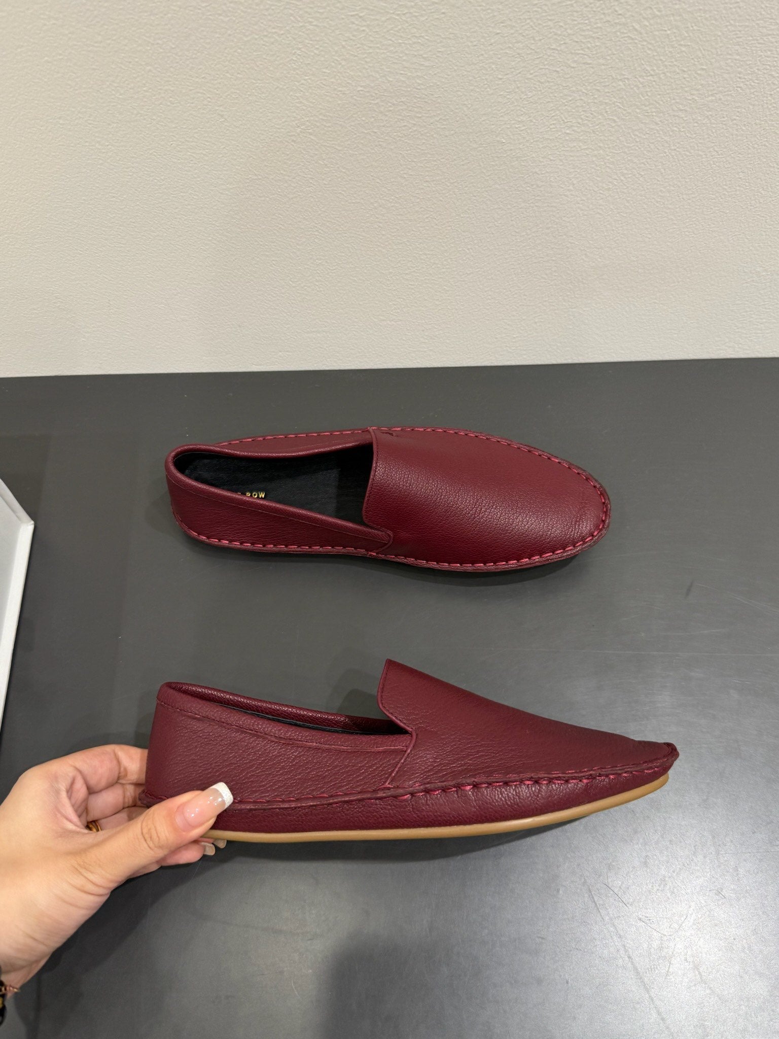 The Row Vasko Slippers Dar Red Calfskin 337480