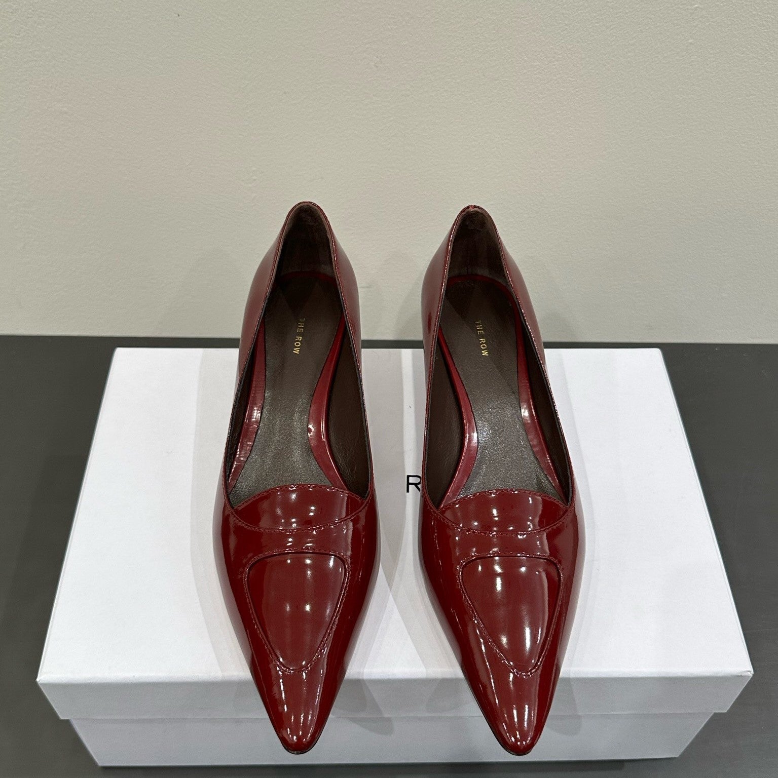 The Row Viv Kitten Pumps 35mm Dar Red Leather 337488