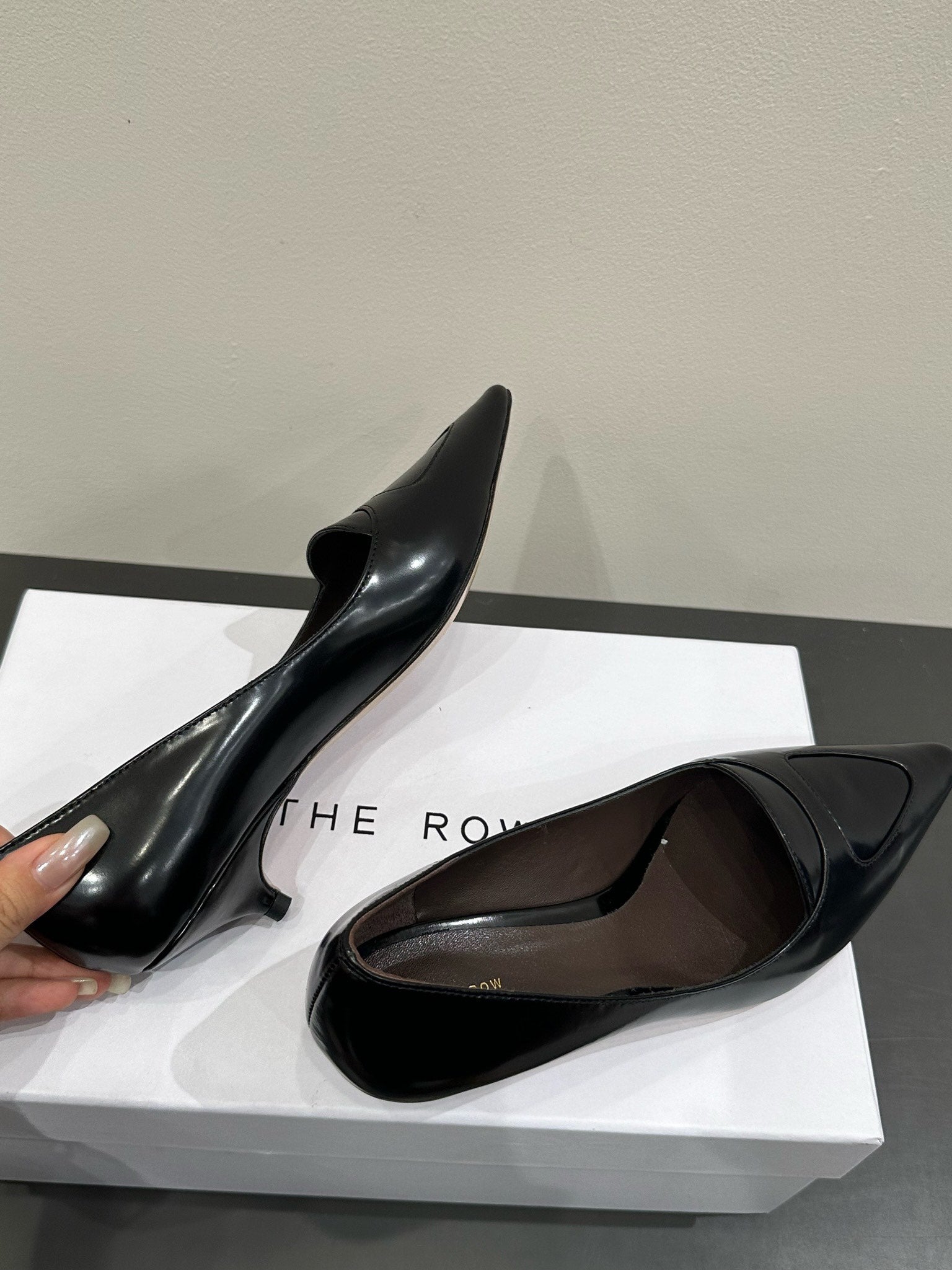 The Row Viv Kitten Pumps 35mm Black Leather 337490