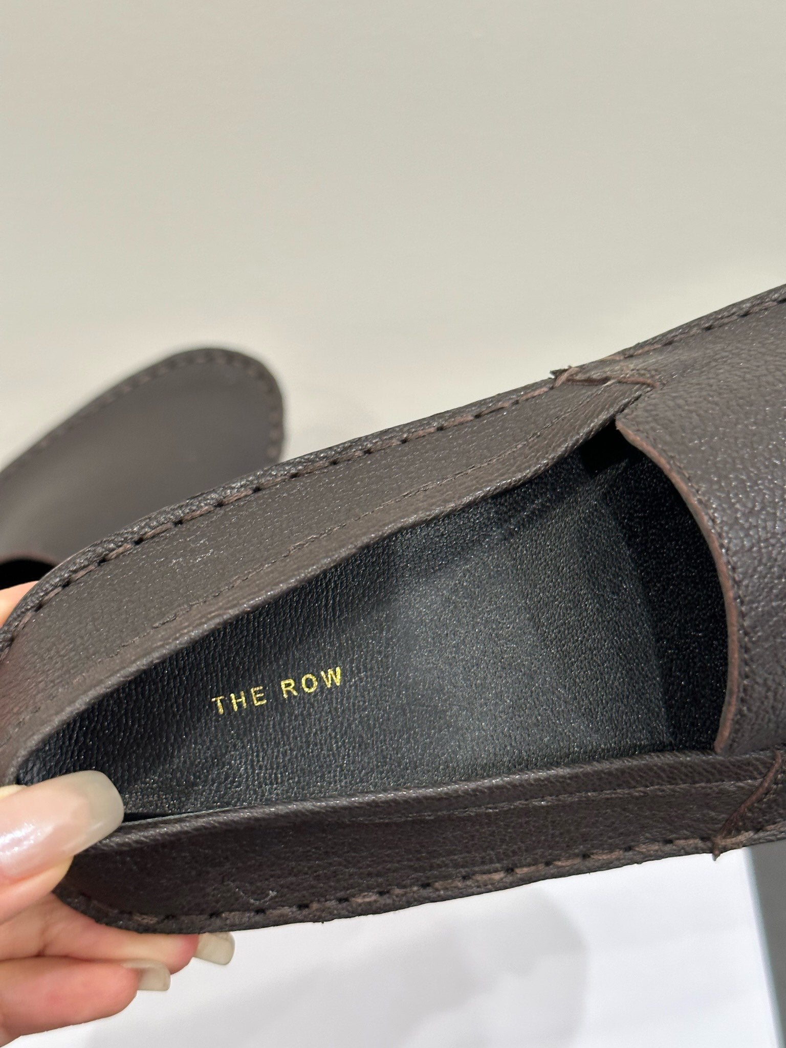The Row Vasko Slippers Dark Brown Leather 337492