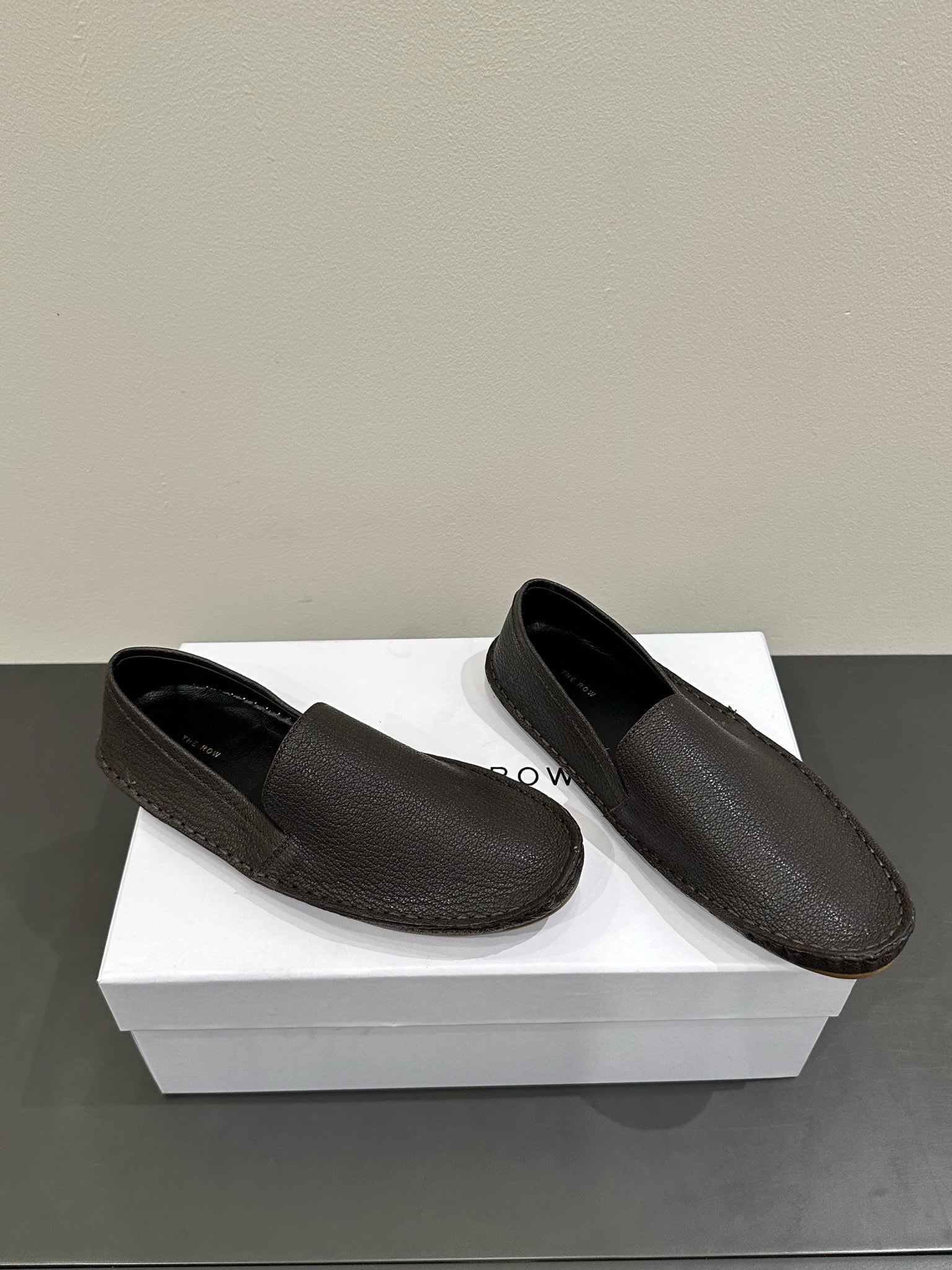 The Row Vasko Slippers Dark Brown Leather 337492