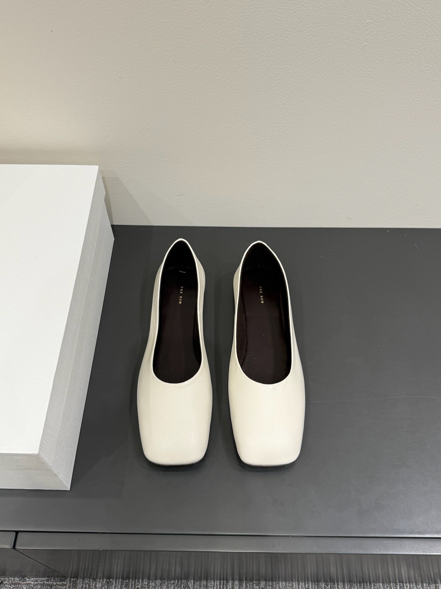 The Row Ballet Flats White Cowhide 337496