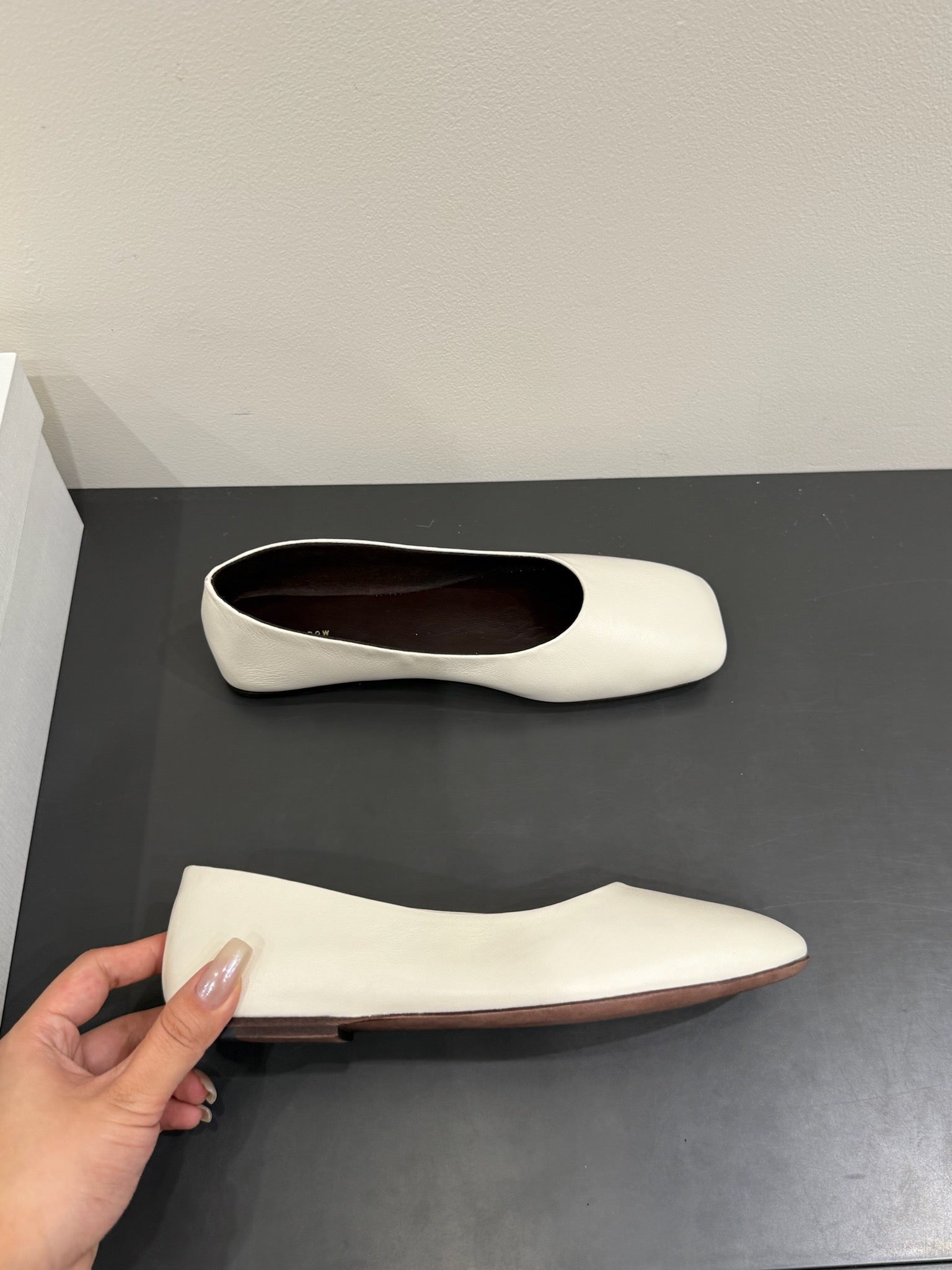 The Row Ballet Flats White Cowhide 337496
