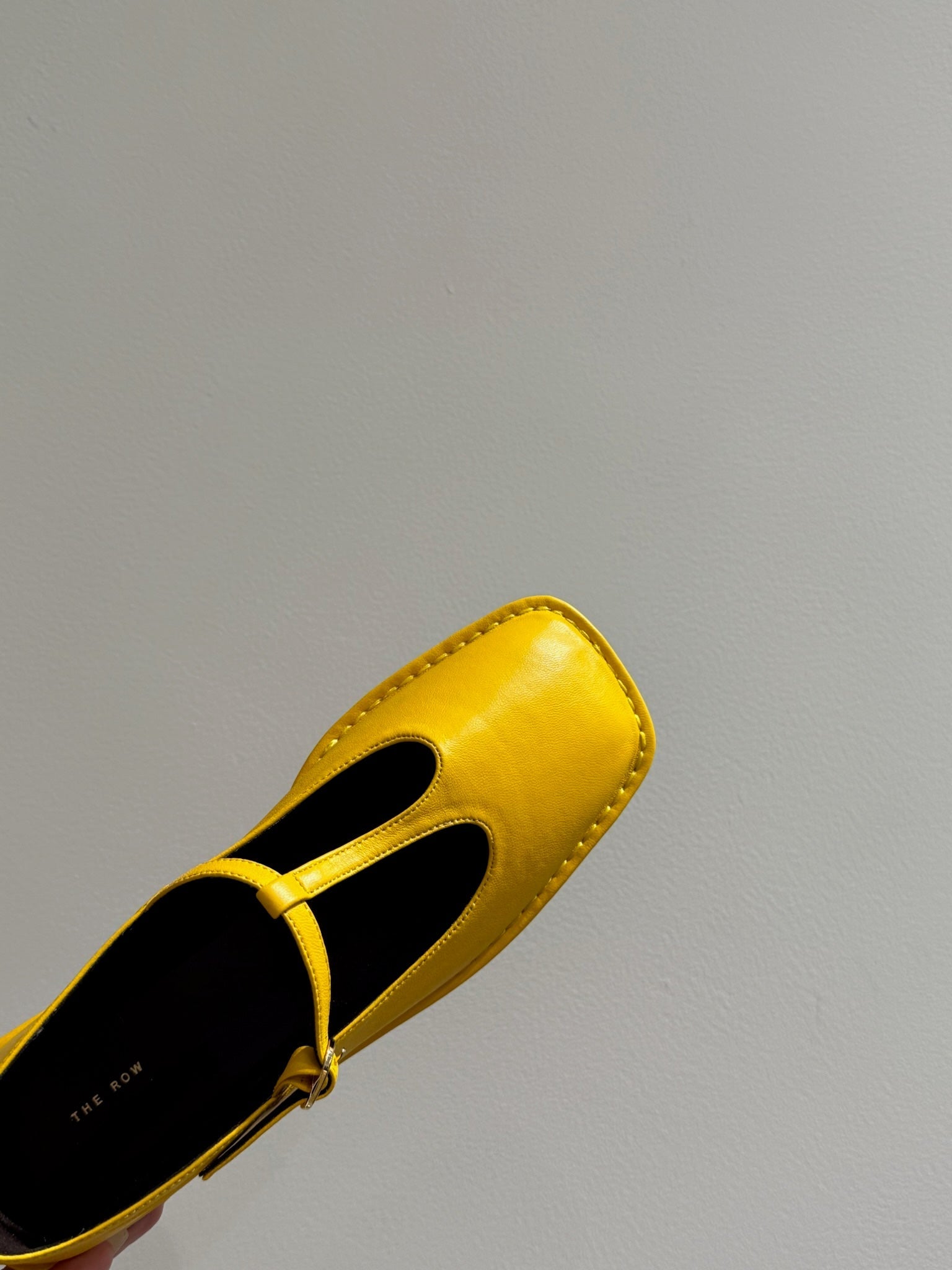 The Row Square T-Strap Flat Yellow Sheepskin 337497