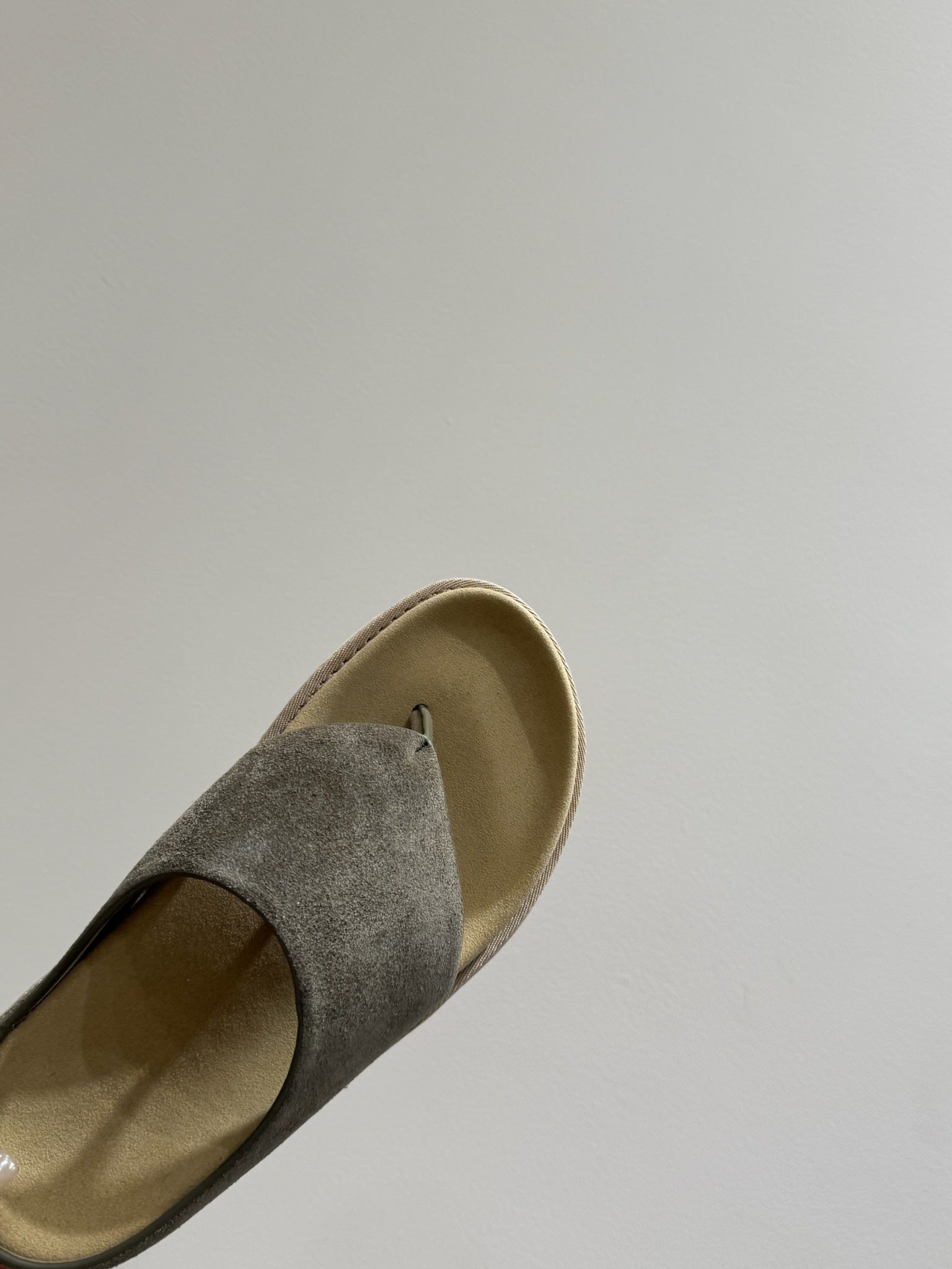 The Row Flat Sandal Dark Olive Brown Cow Suede 337501