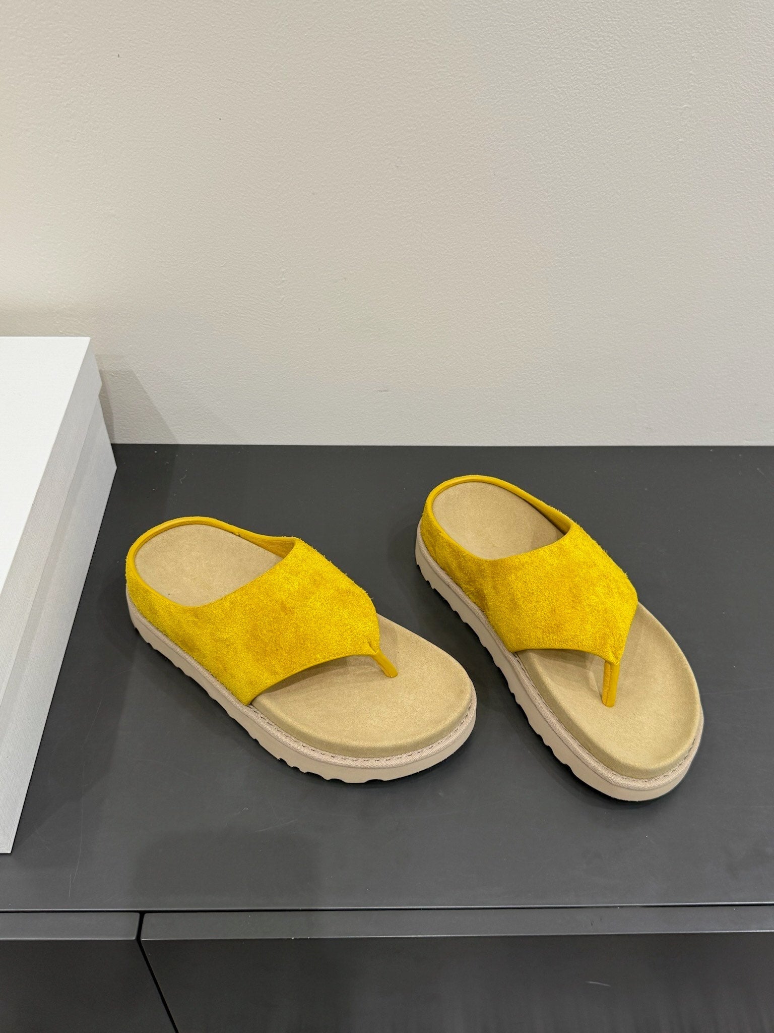 The Row Flat Sandal Yellow Cow Suede 337502