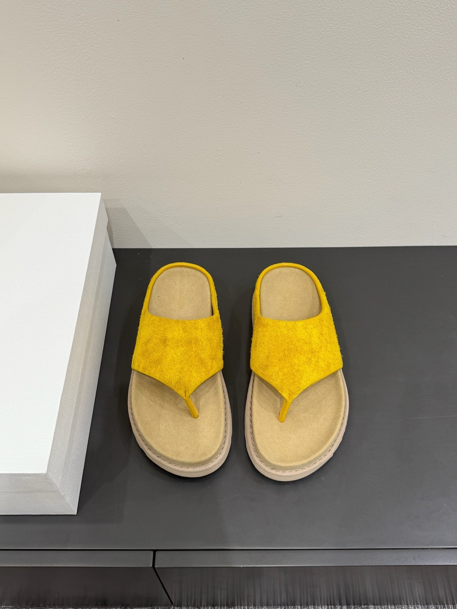 The Row Flat Sandal Yellow Cow Suede 337502