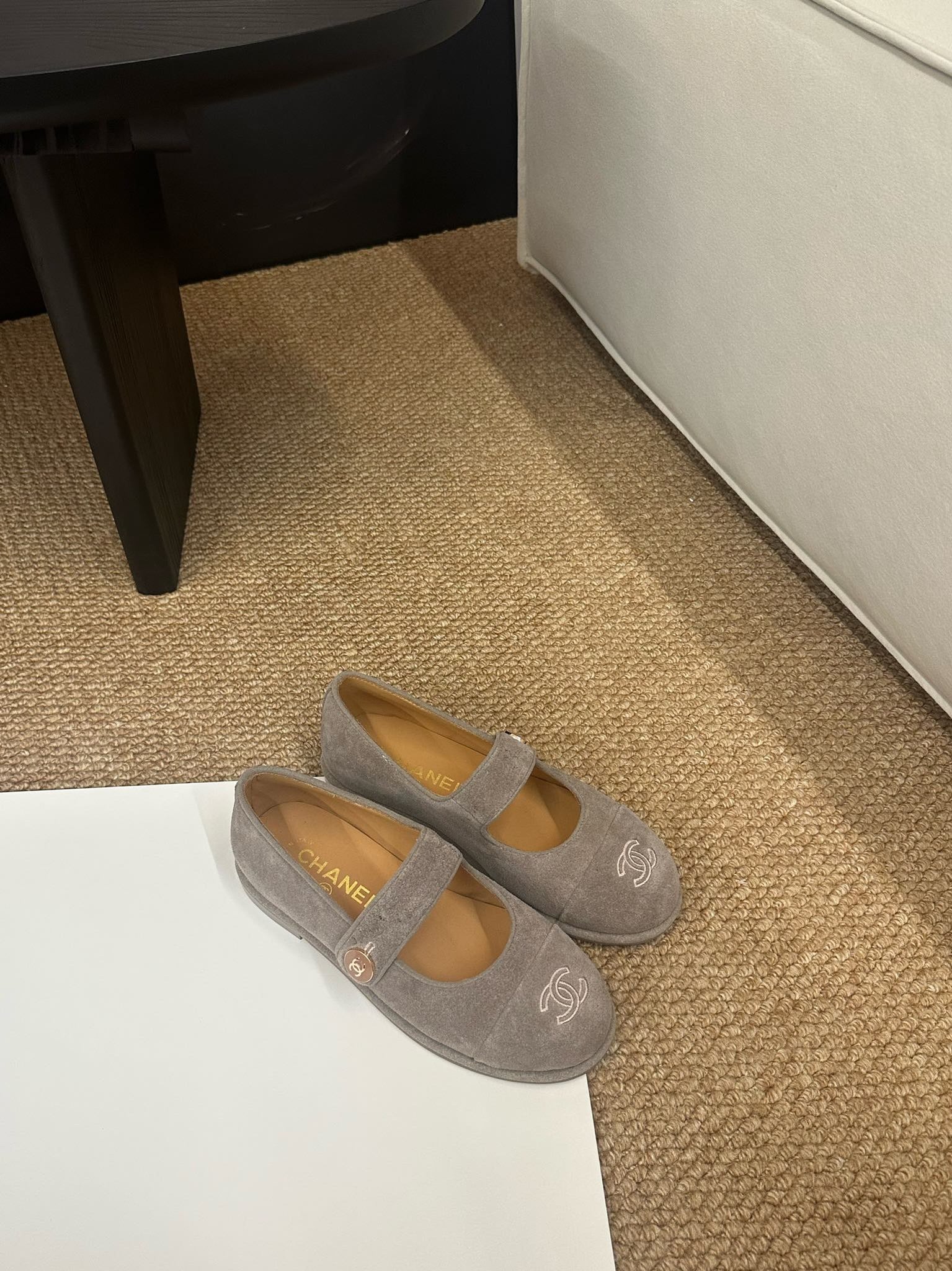 CC 26s Mary Jane Flats Taupe Brown Suede