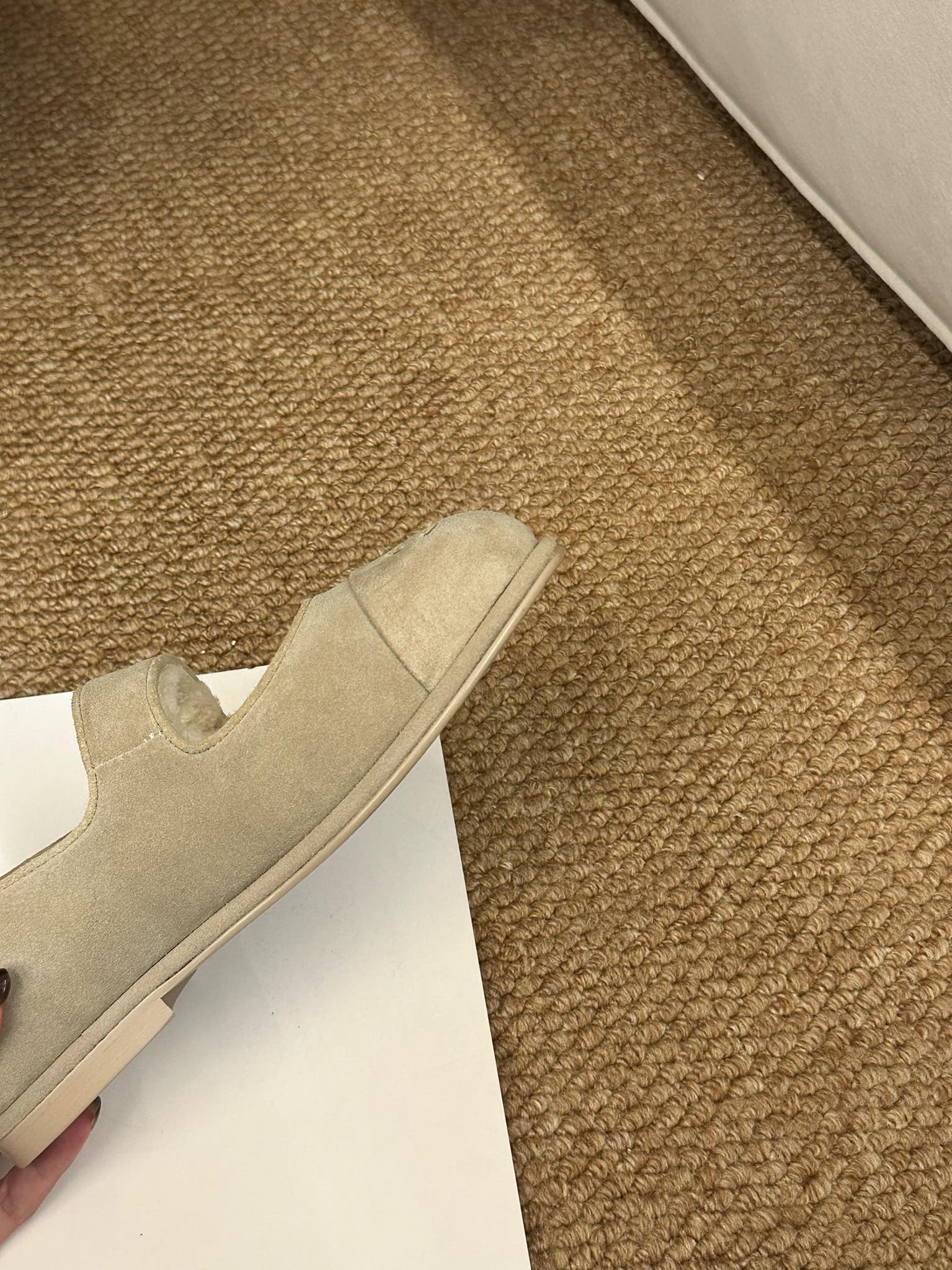 CC 26s Mary Jane Flats Caramel Beige Suede Shearling Lining