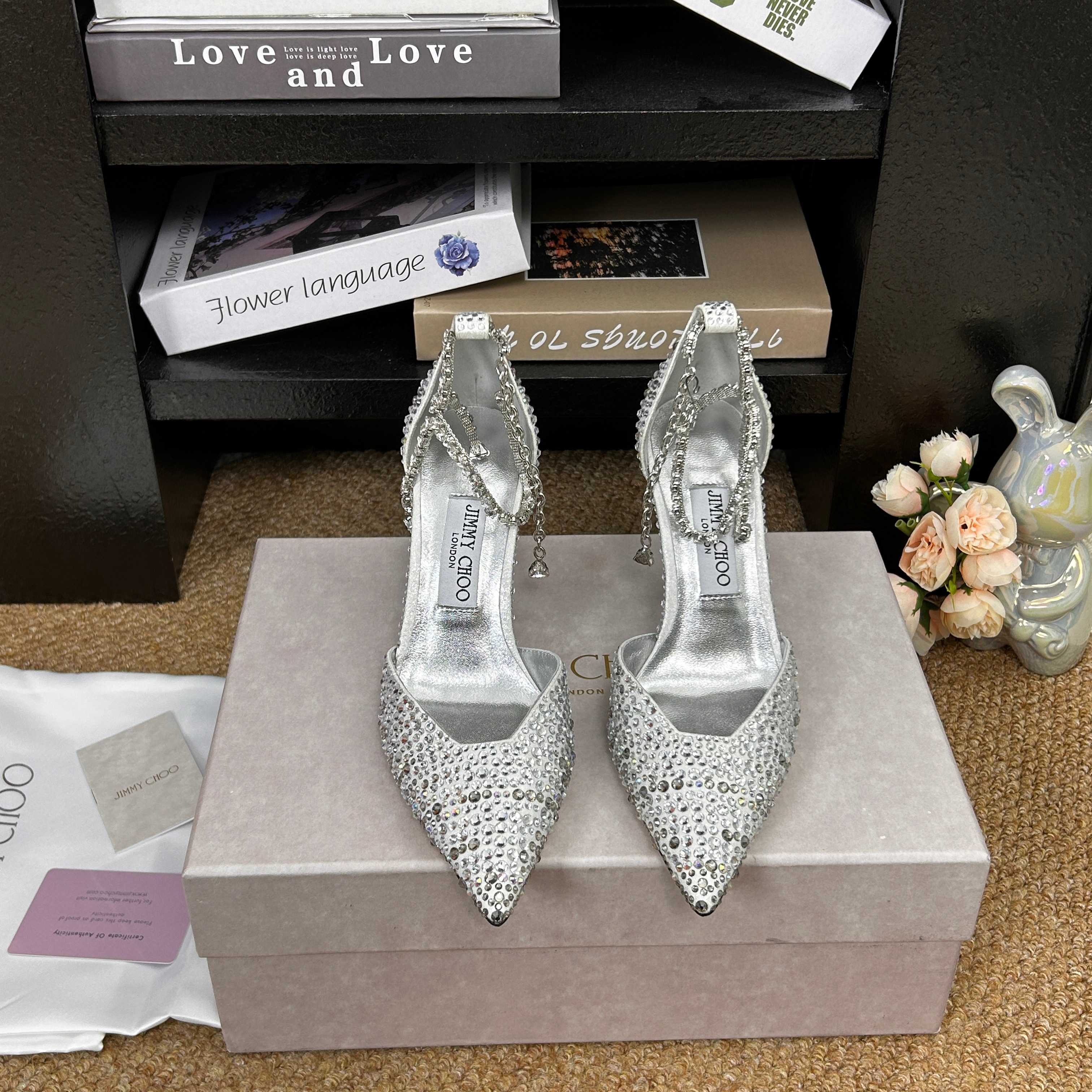 Jimmy 26 Stevie Pump 9cm Sliver Crystal Leather 681907
