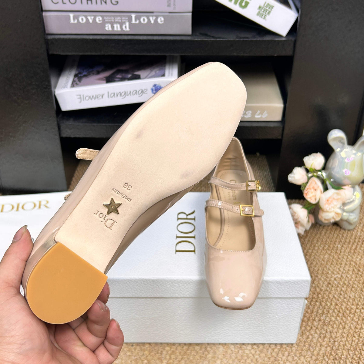 CD 26s Mary Jane Pumps Beige Patent Calfskin 157541