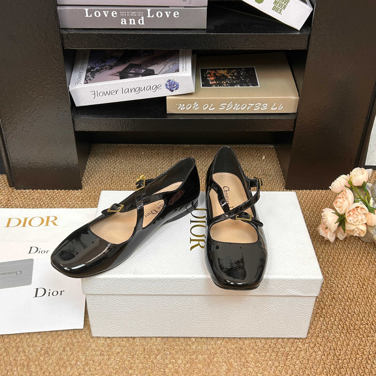 CD 26s Mary Jane Flats Black Patent Calfskin 157545