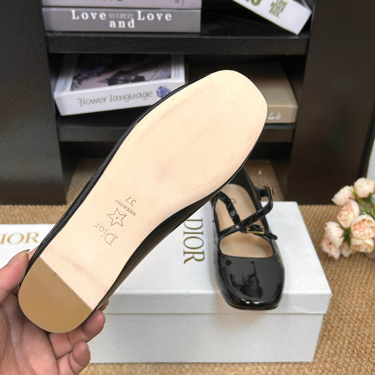 CD 26s Mary Jane Flats Black Patent Calfskin 157545