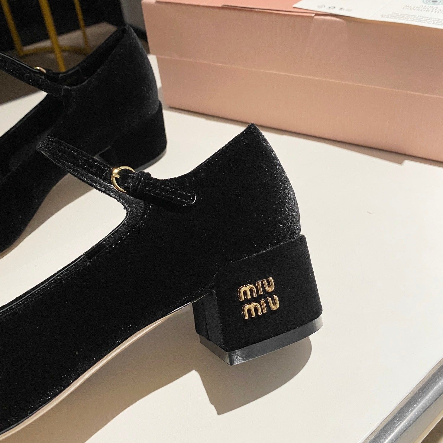 Miu Mary Jane Shoes Classic Black Suede