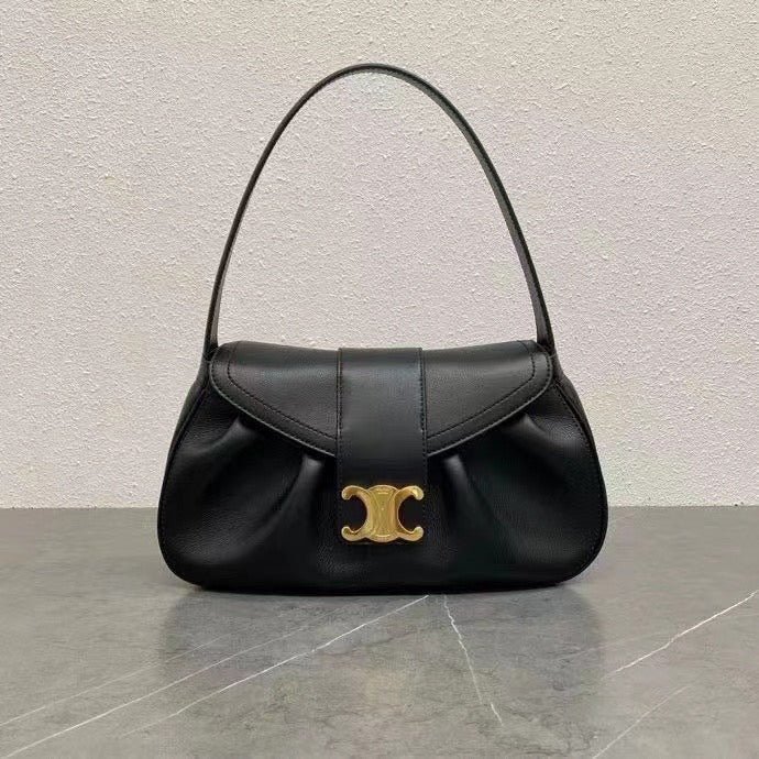 Celine Polly Bag 33cm Black Calfskin GHW