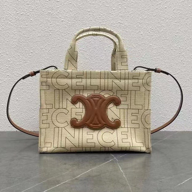 Celine 2026 Cabas Thais Triomphe Printed Tote Bag 26cm Canvas Calfskin 283600