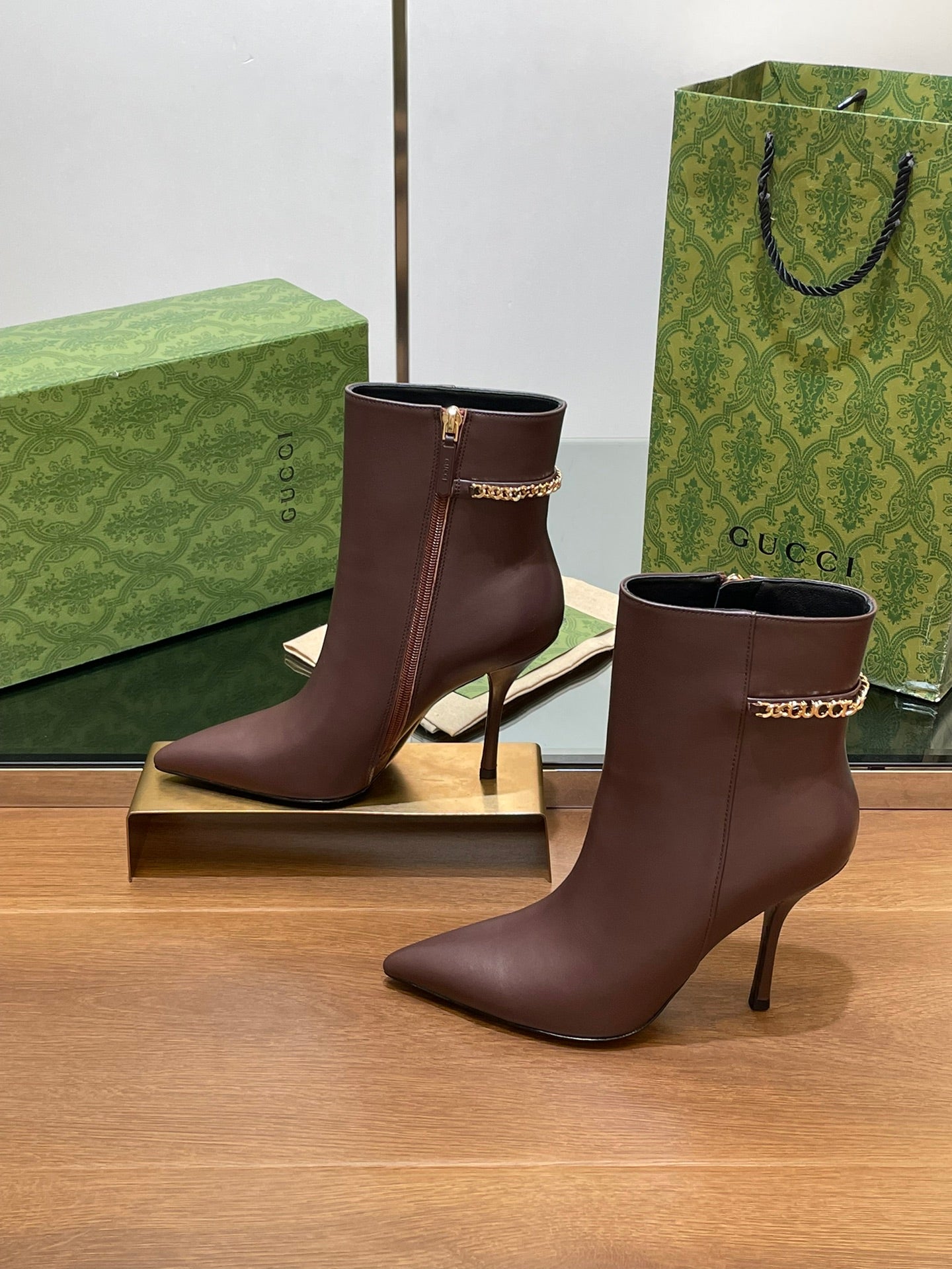 GG 26s Signoria Ankle Boot 10.5cm Brown Cowhide 997222