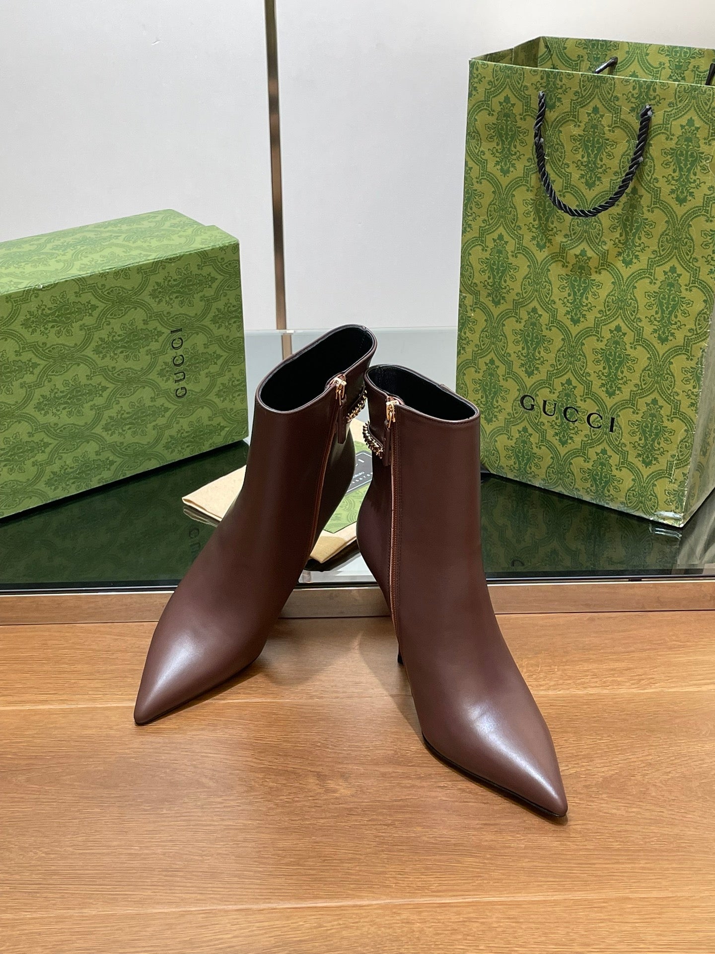 GG 26s Signoria Ankle Boot 10.5cm Brown Cowhide 997222