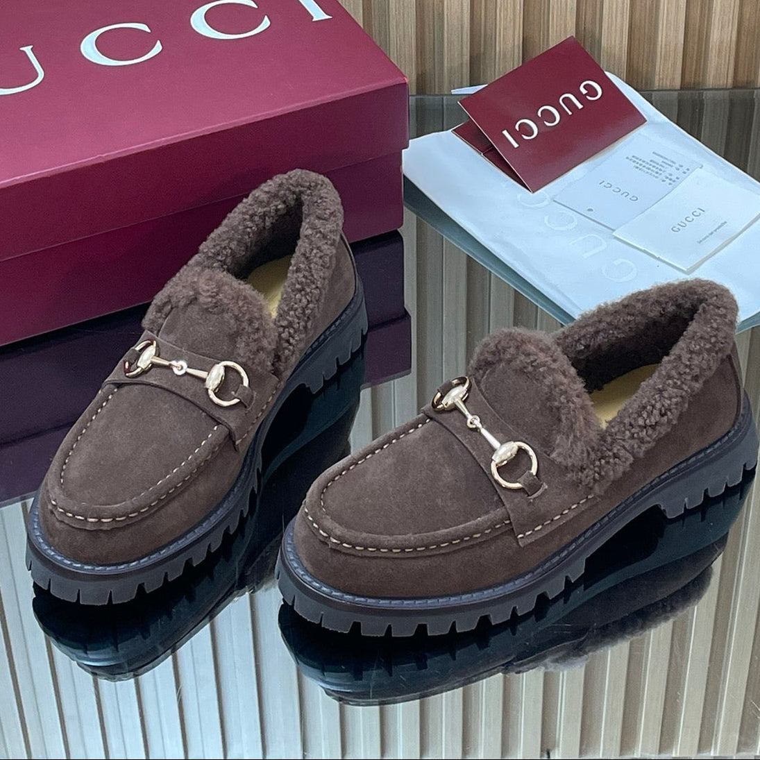 Gucci 2025 Horsebit Loafer Brown Suede Wool 563045