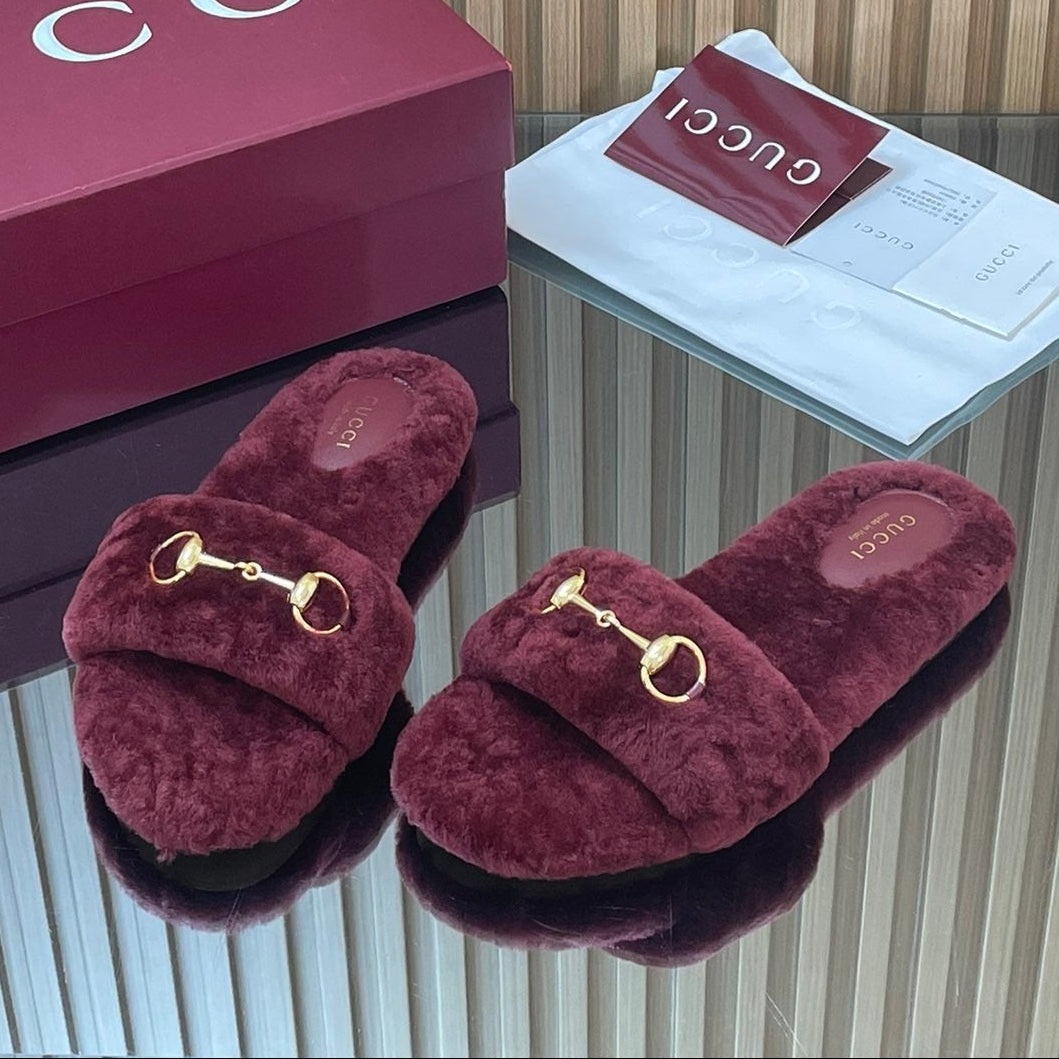 Gucci 2025 Horsebit Slipper Red Wool 562870