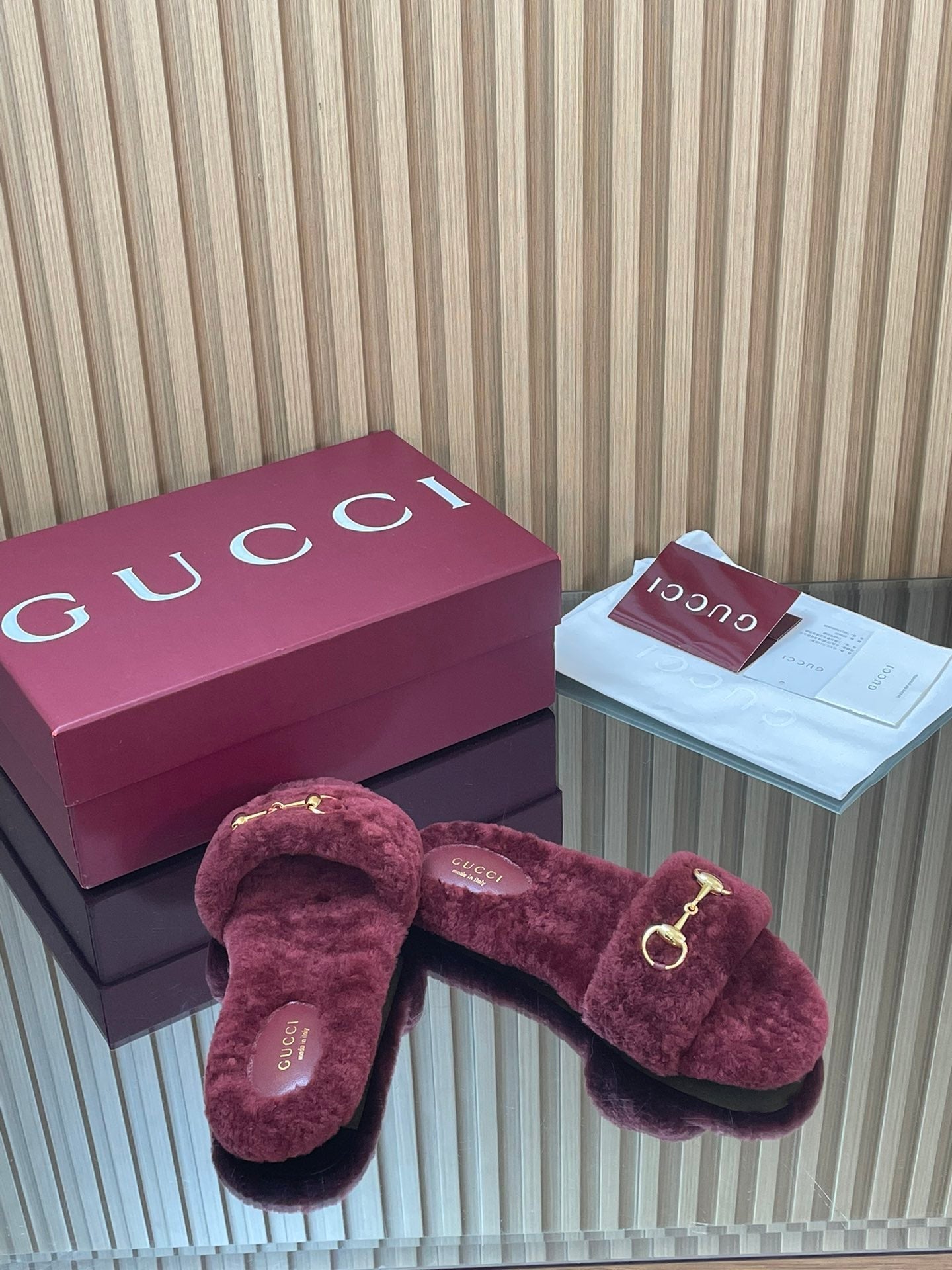 Gucci 2025 Horsebit Slipper Red Wool 562870