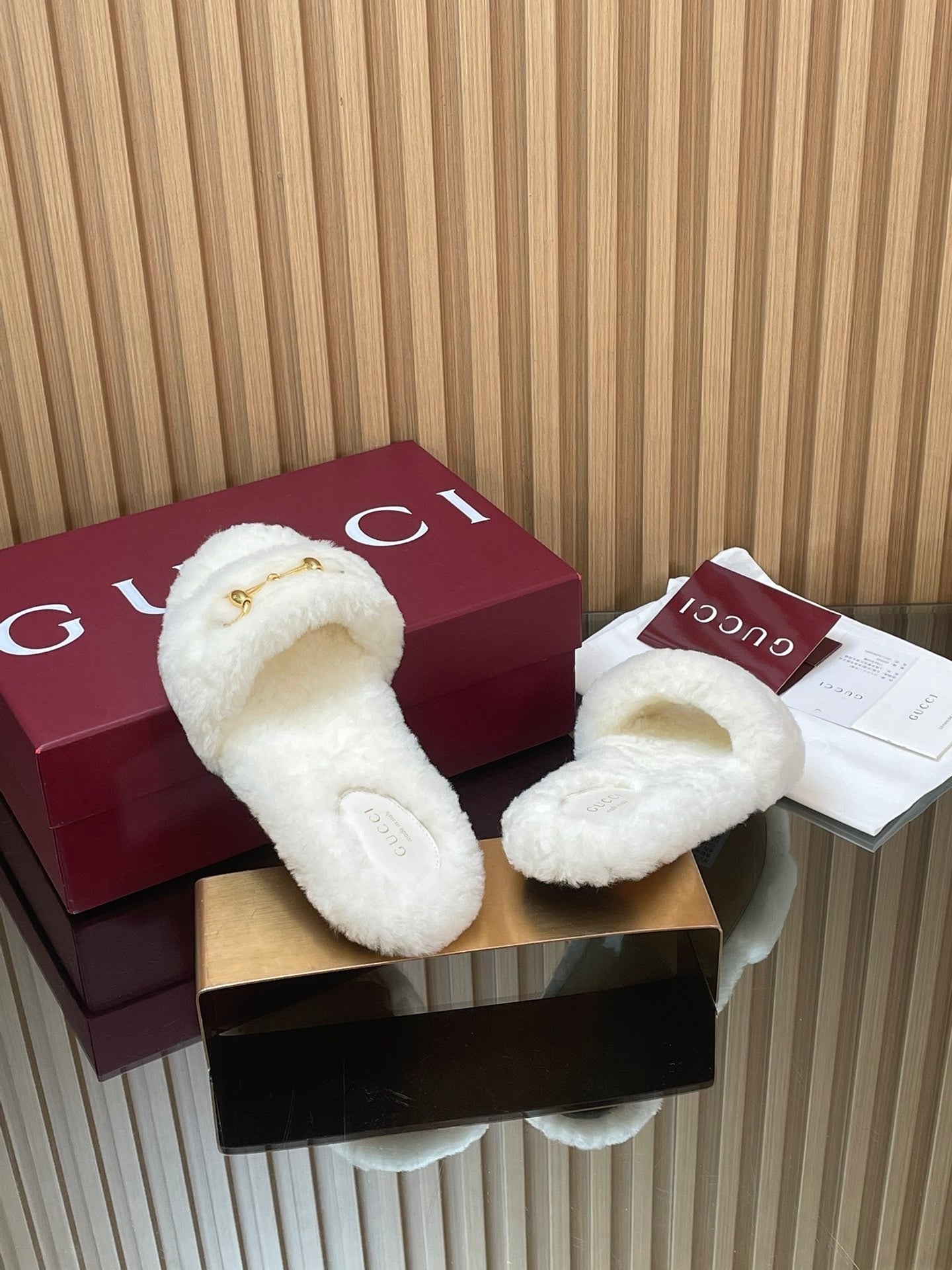 Gucci 2025 Horsebit Slipper White Wool 562872