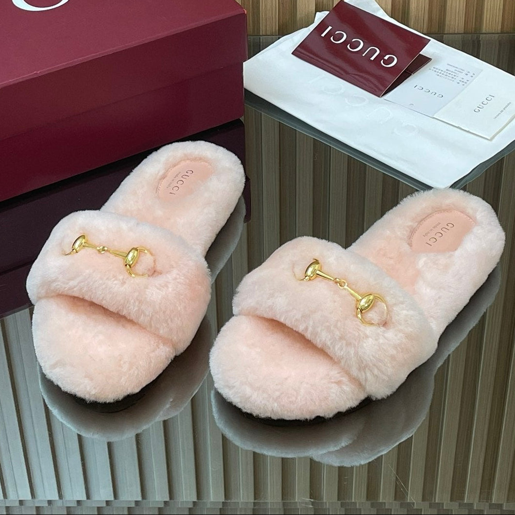 Gucci 2025 Horsebit Slipper Light Pink Wool 562873