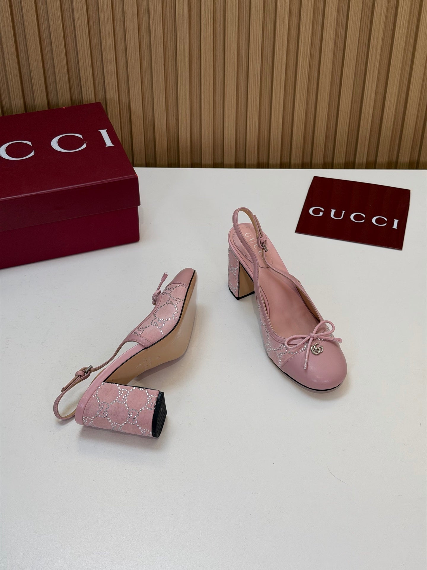GG 26s Embellished Slingback Pumps Pink Velvet 997164